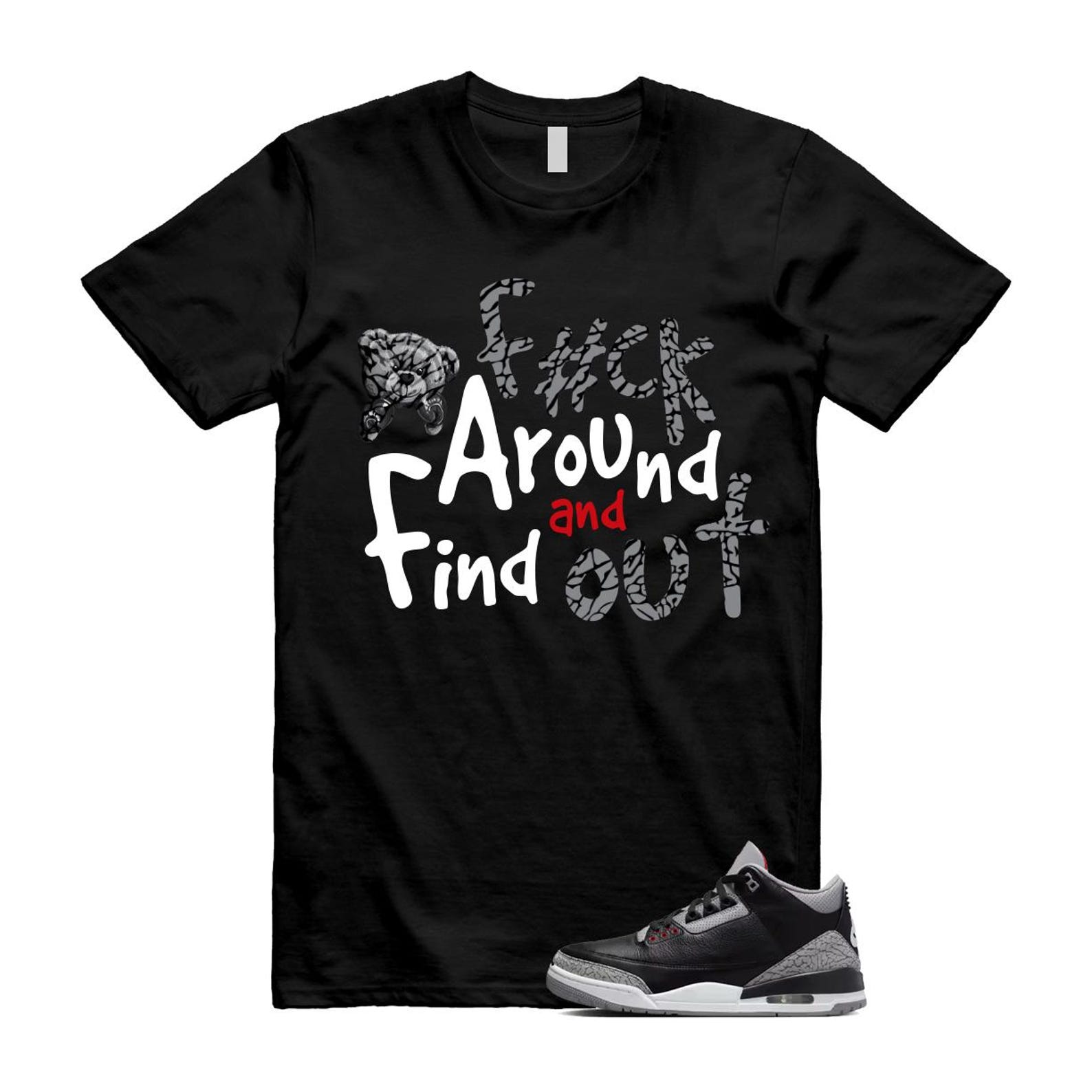 3 Black Cement Grey Fire Red Sail 2024 T Shirt Match FCK ,DN3707-010 T-Shirt, Sneaker Match Tee