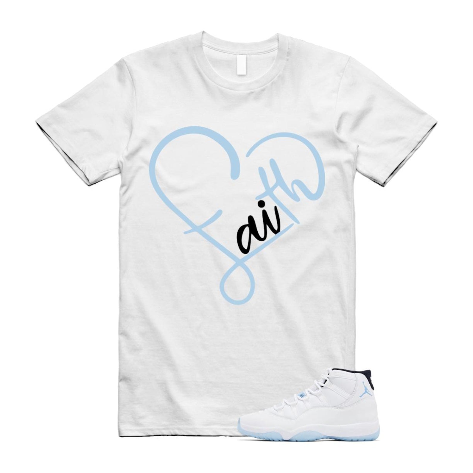 11 Legend Blue White Black 2024 T Shirt Match FAITH ,CT8012-104 T-Shirt, Sneaker Match Tee