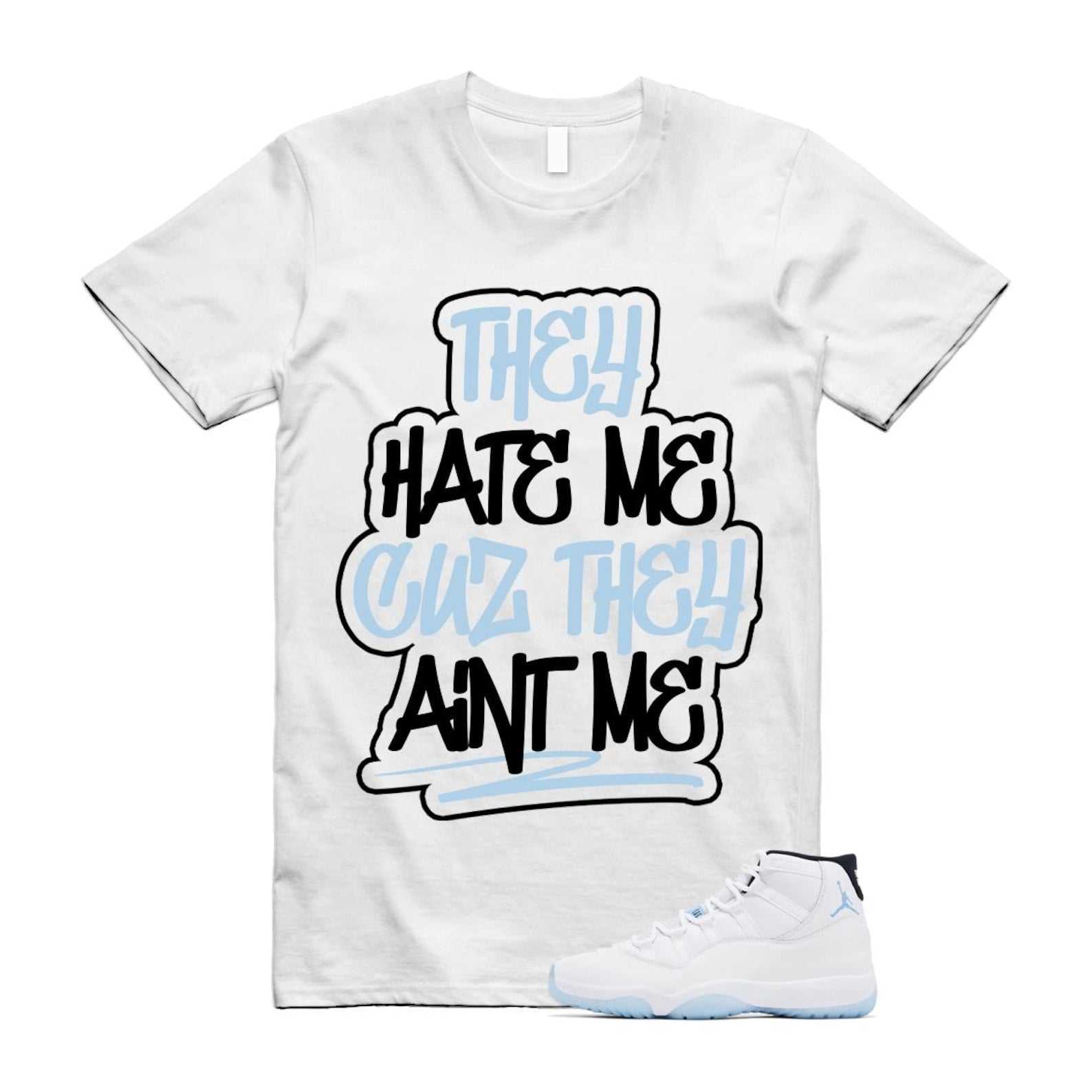 11 Legend Blue White Black 2024 T Shirt Match AINT ME ,CT8012-104 T-Shirt, Sneaker Match Tee