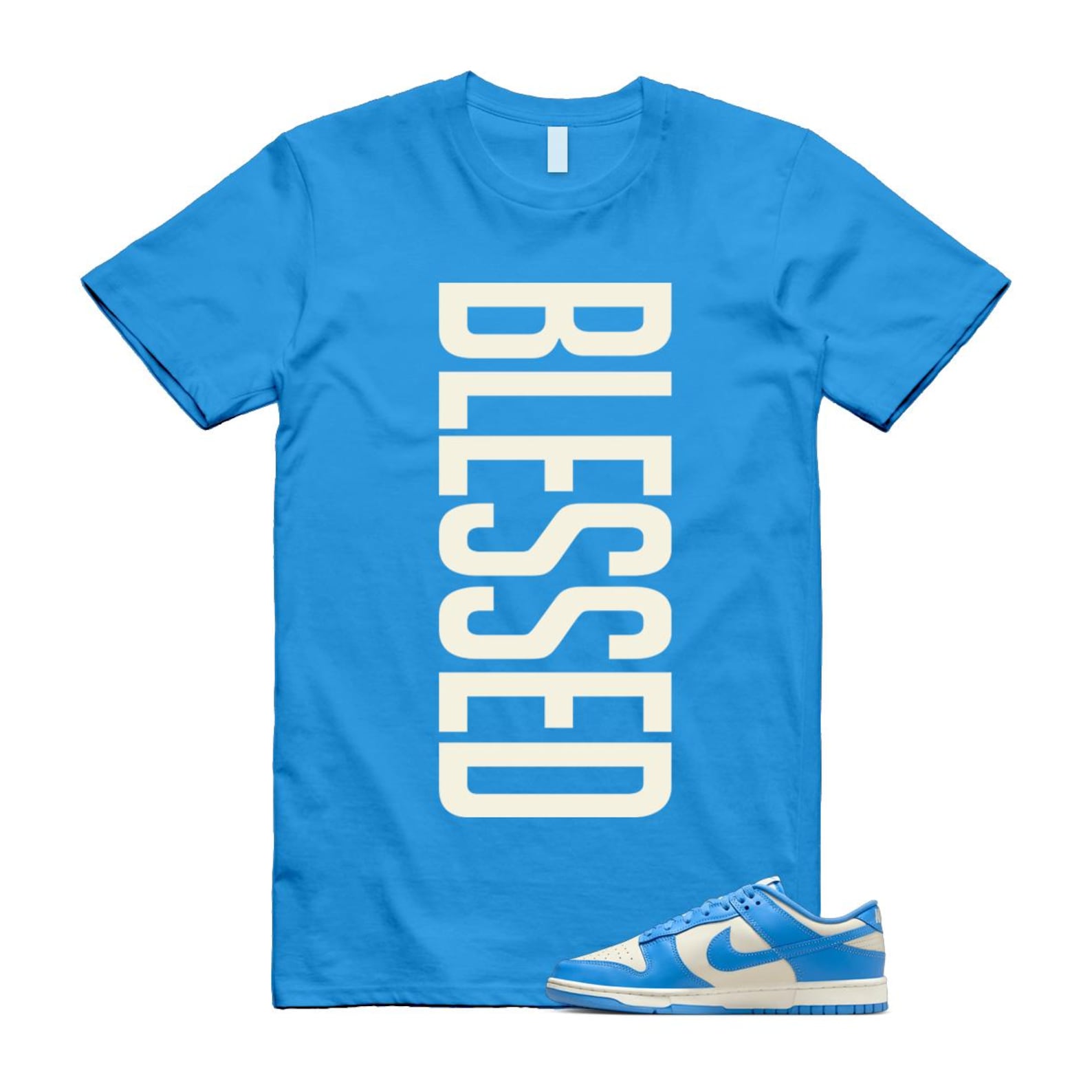 Dunk UNC 2024 University Blue Coconut Milk Low Retro T Shirt Match VERTBLS ,DV0833-113 T-Shirt, Sneaker Match Tee