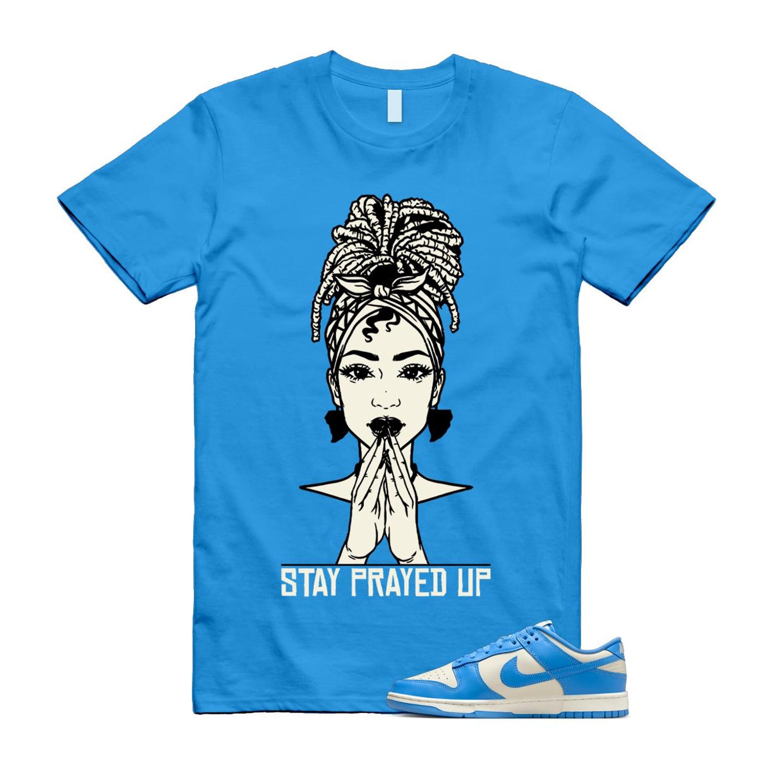 Dunk UNC 2024 University Blue Coconut Milk Low Retro T Shirt Match PRAY ,DV0833-113 T-Shirt, Sneaker Match Tee