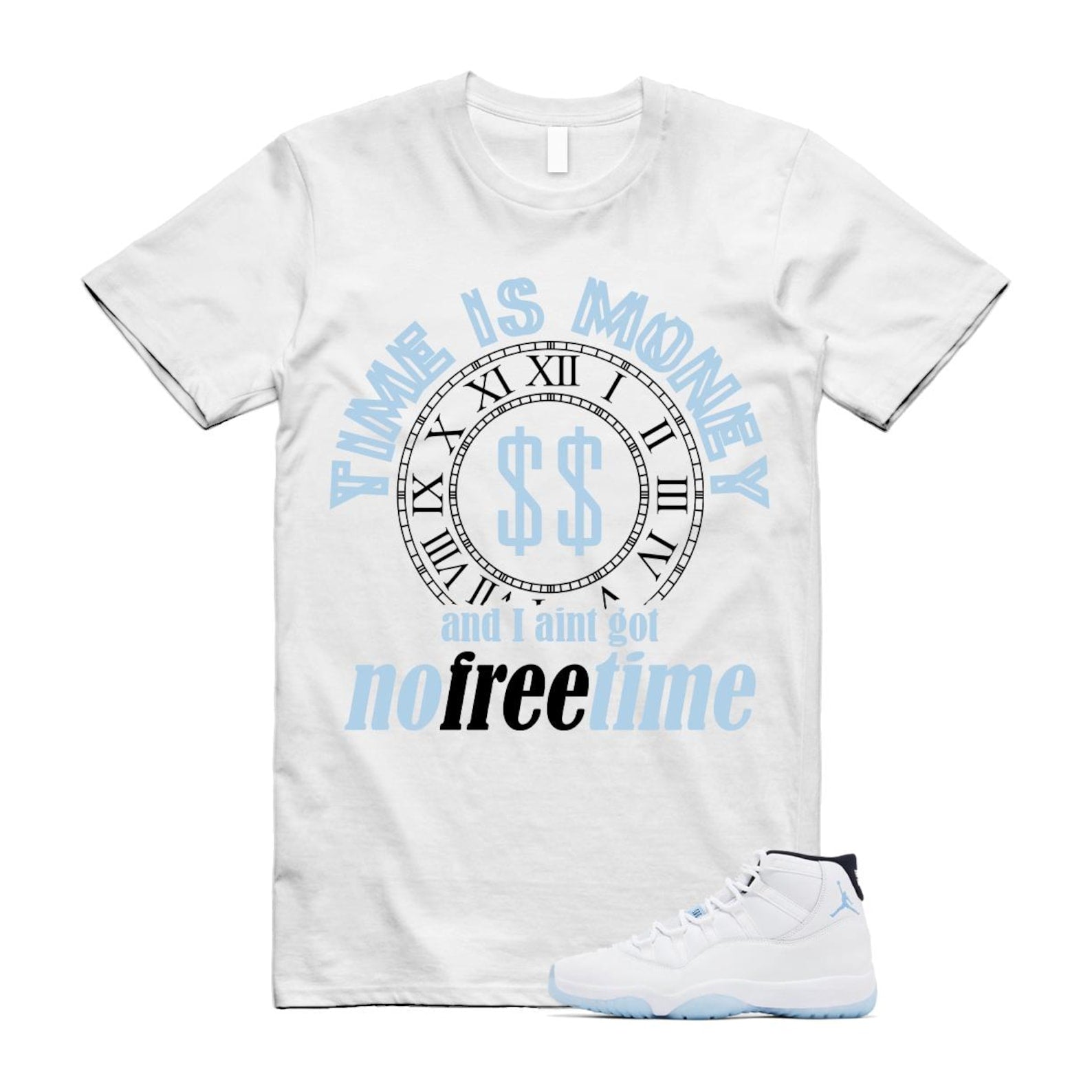 11 Legend Blue White Black 2024 T Shirt Match FREE TIME ,CT8012-104 T-Shirt, Sneaker Match Tee
