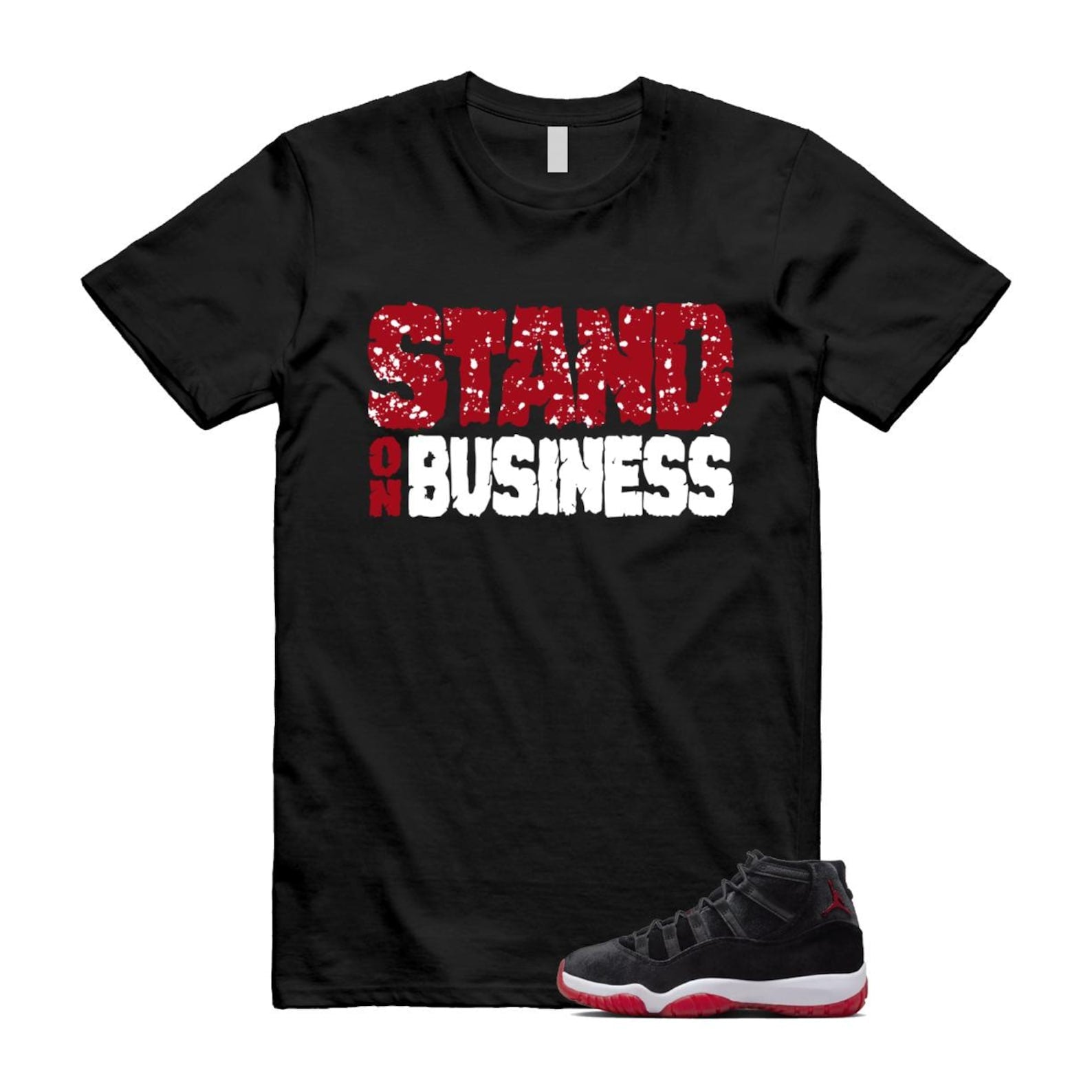 11 Bred Velvet Black Gym Red White T Shirt Match Stand On Business ,DB5457-061 T-Shirt, Sneaker Match Tee