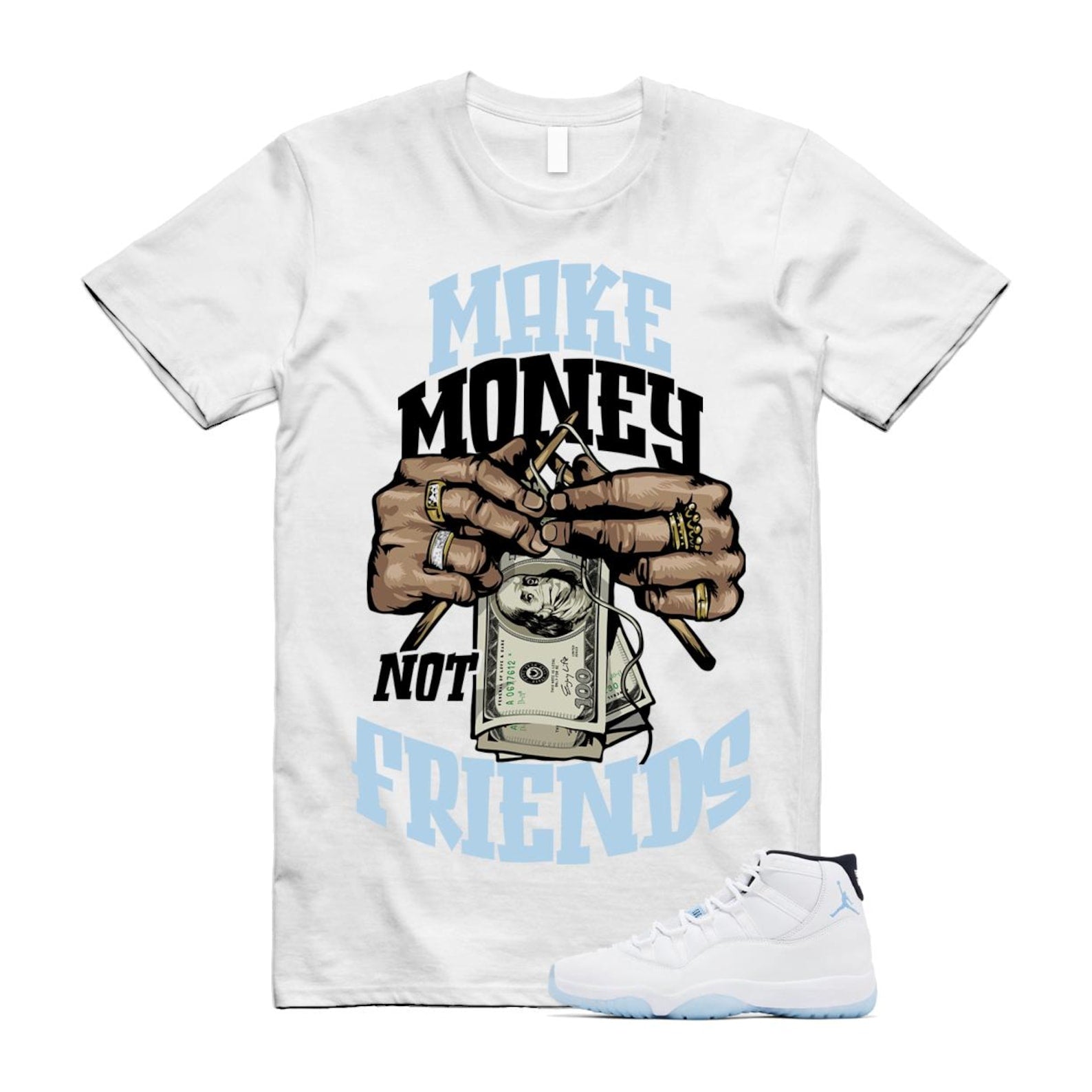 11 Legend Blue White Black 2024 T Shirt Match MM ,CT8012-104 T-Shirt, Sneaker Match Tee