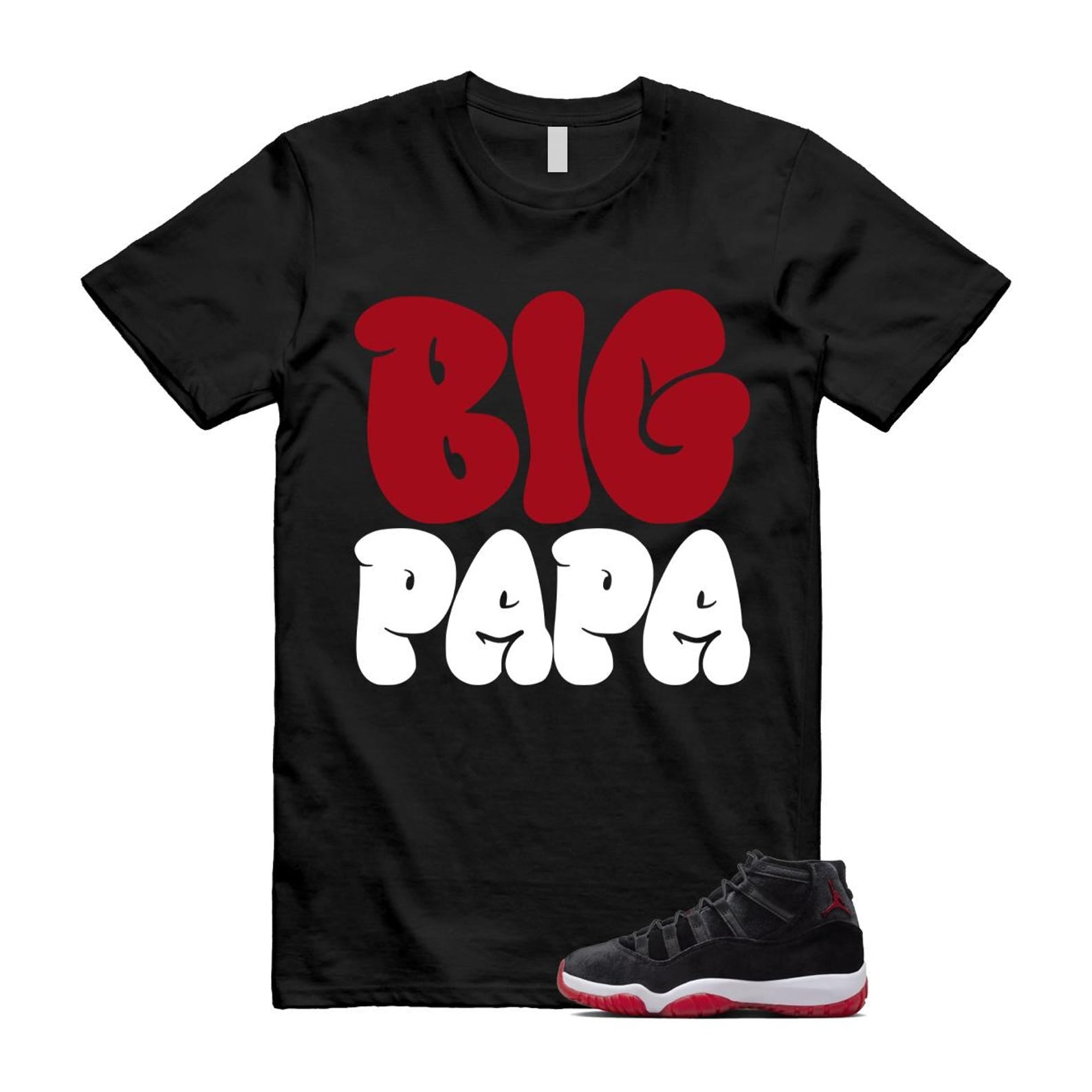 11 Bred Velvet Black Gym Red White T Shirt Match PAPA ,DB5457-061 T-Shirt, Sneaker Match Tee