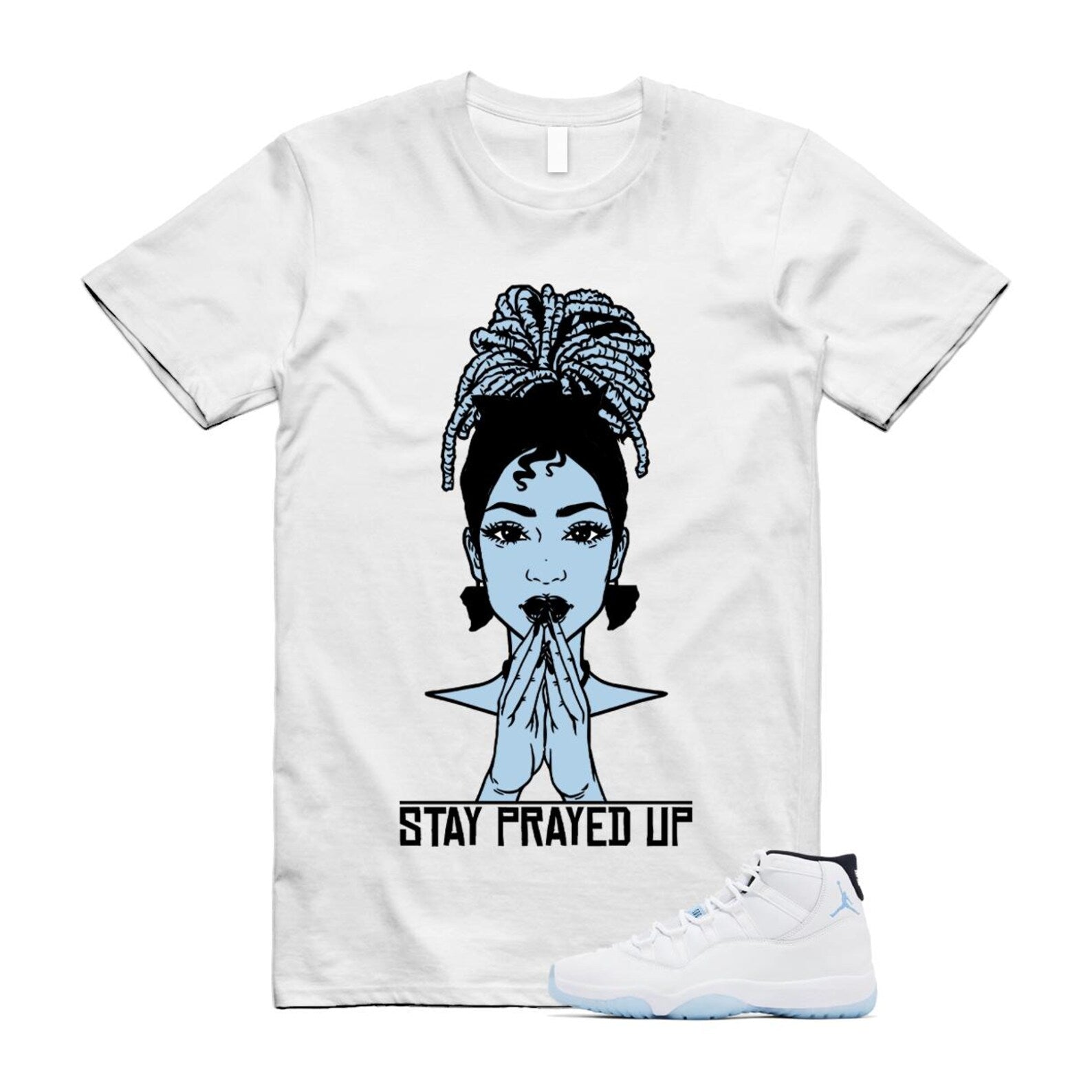 11 Legend Blue White Black 2024 T Shirt Match PRAY ,CT8012-104 T-Shirt, Sneaker Match Tee