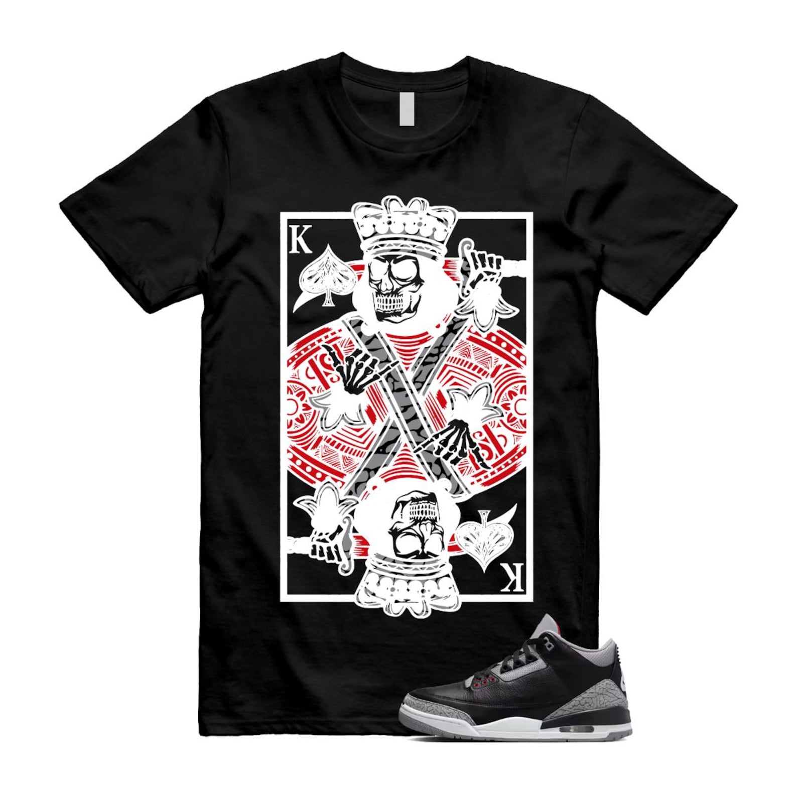 3 Black Cement Grey Fire Red Sail 2024 T Shirt Match KC ,DN3707-010 T-Shirt, Sneaker Match Tee