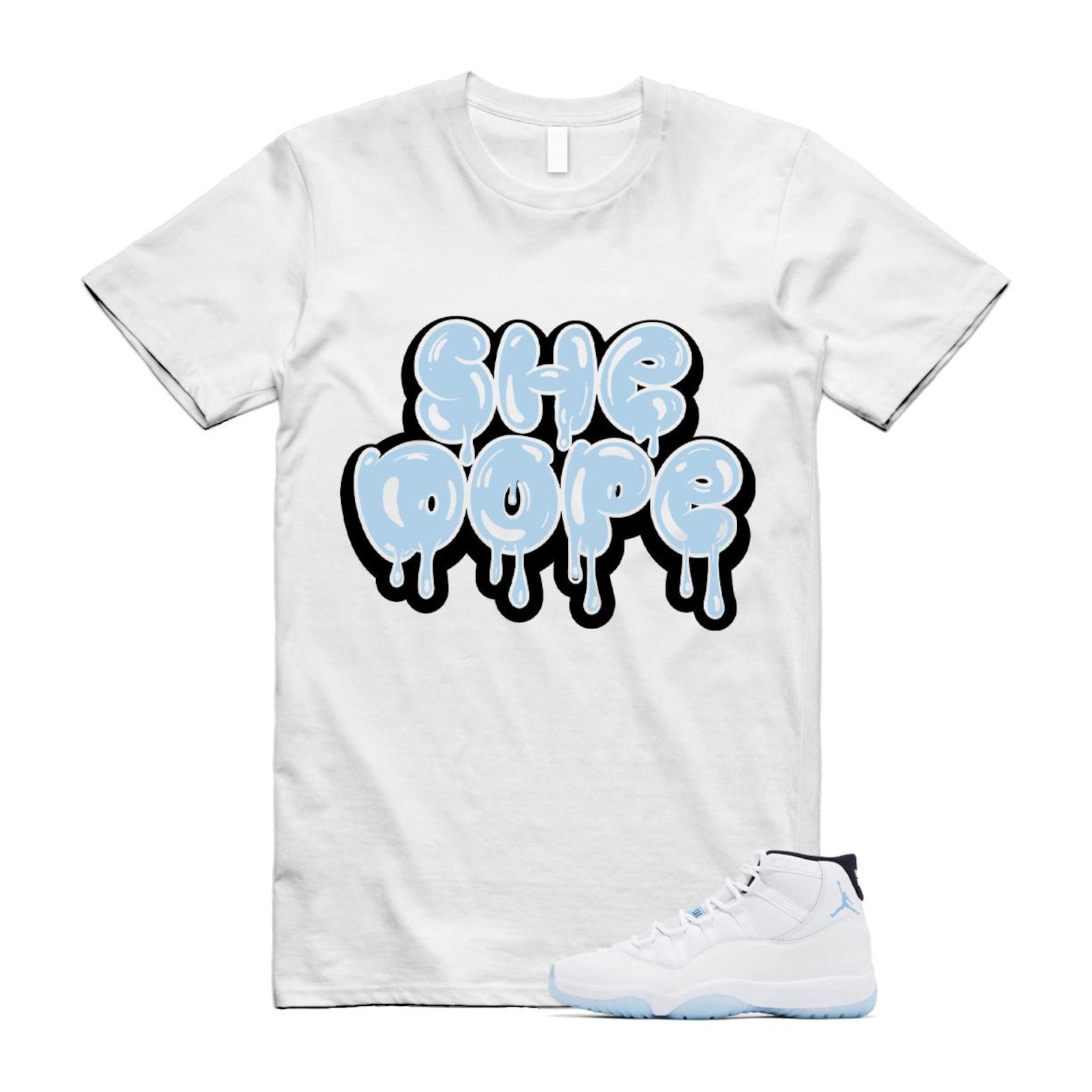 11 Legend Blue White Black 2024 T Shirt Match SHE DOPE ,CT8012-104 T-Shirt, Sneaker Match Tee