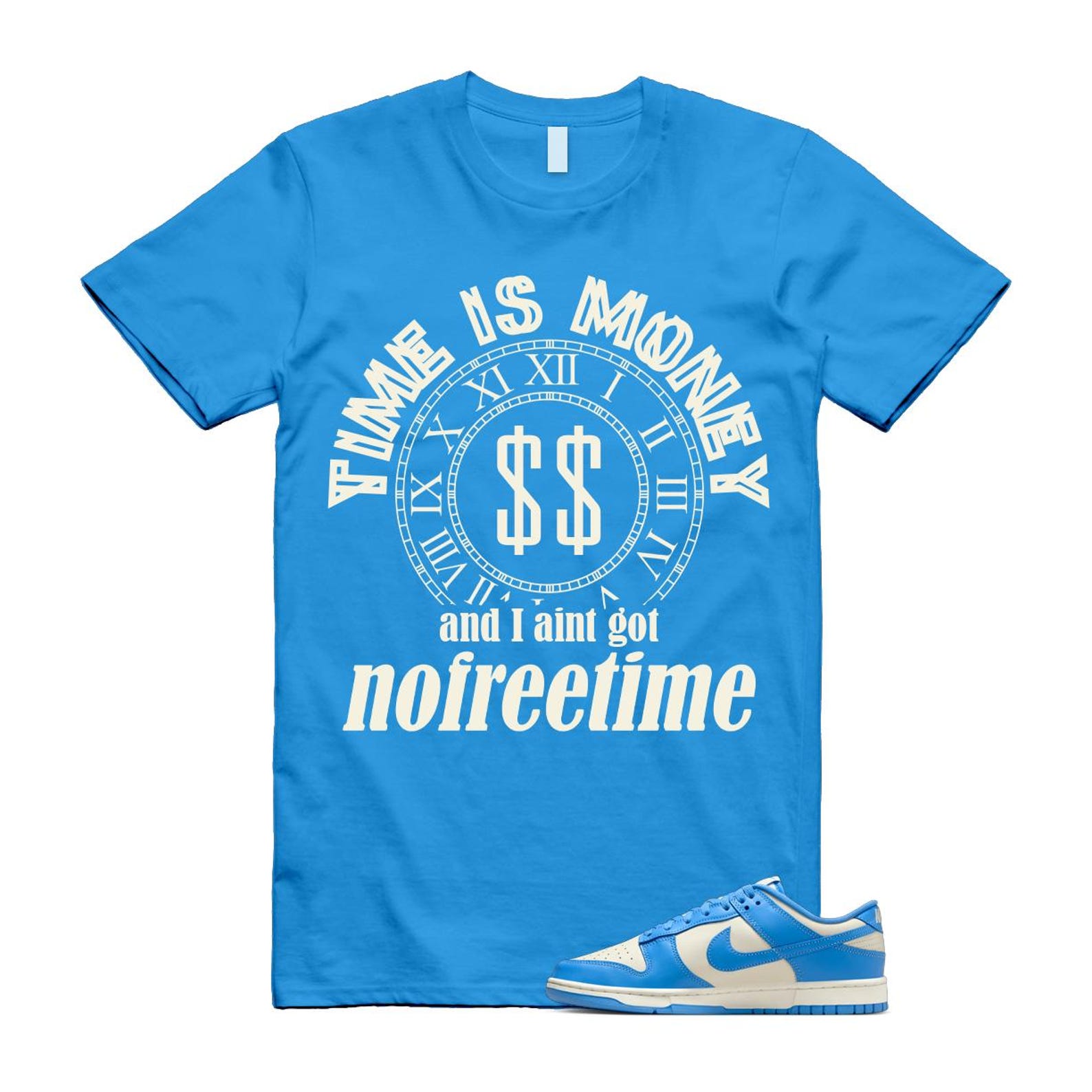 Dunk UNC 2024 University Blue Coconut Milk Low Retro T Shirt Match FREE TIME ,DV0833-113 T-Shirt, Sneaker Match Tee