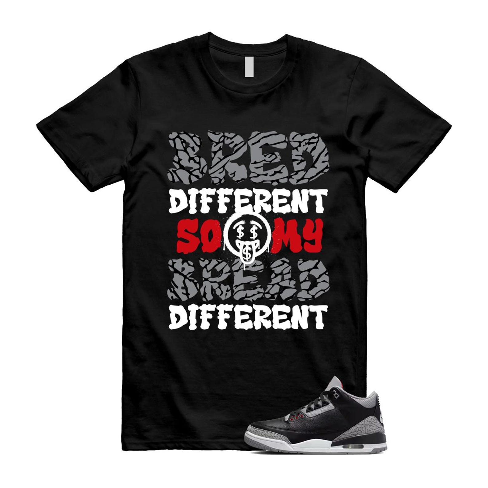 3 Black Cement Grey Fire Red Sail 2024 T Shirt Match BDBD ,DN3707-010 T-Shirt, Sneaker Match Tee