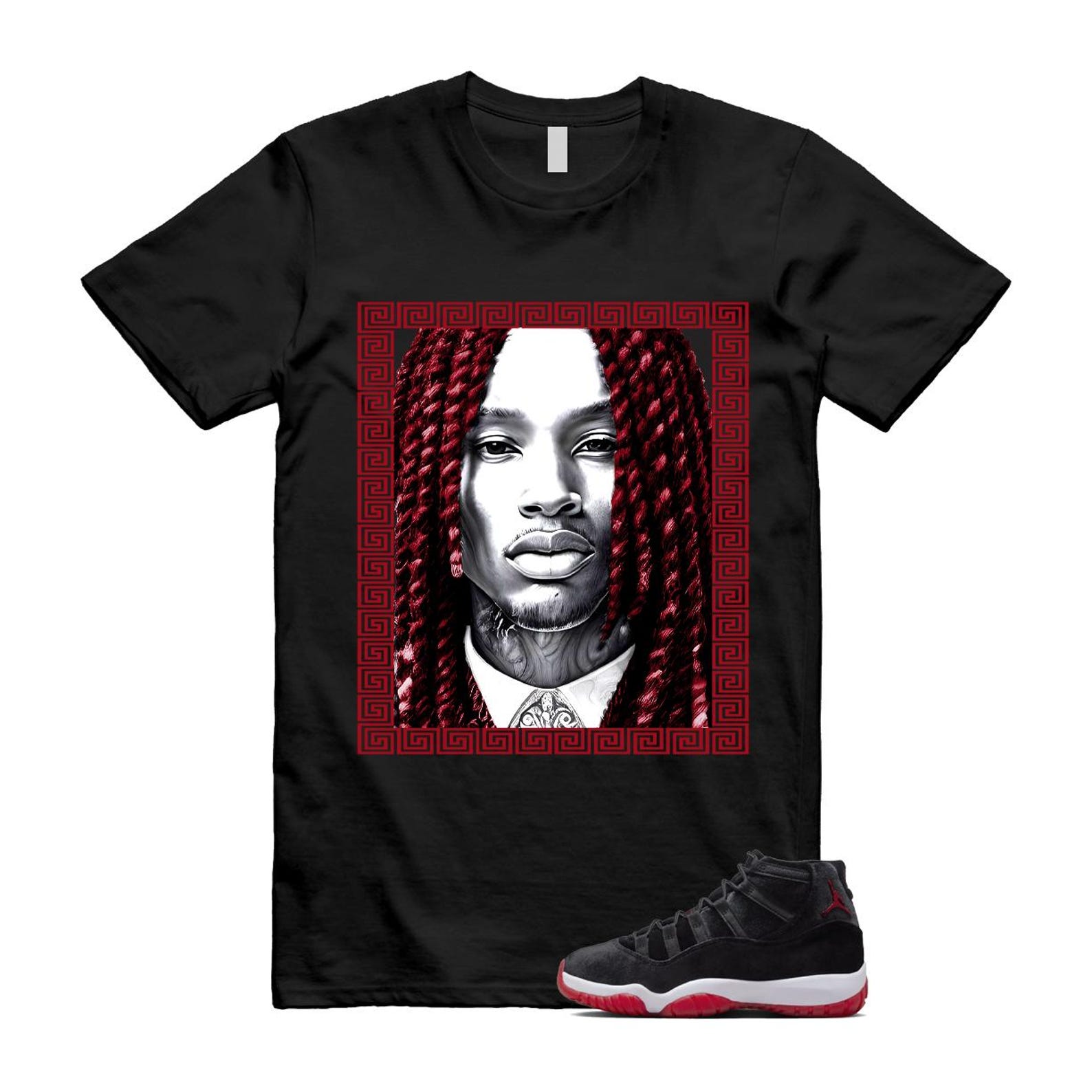 11 Bred Velvet Black Gym Red White T Shirt Match VON ,DB5457-061 T-Shirt, Sneaker Match Tee