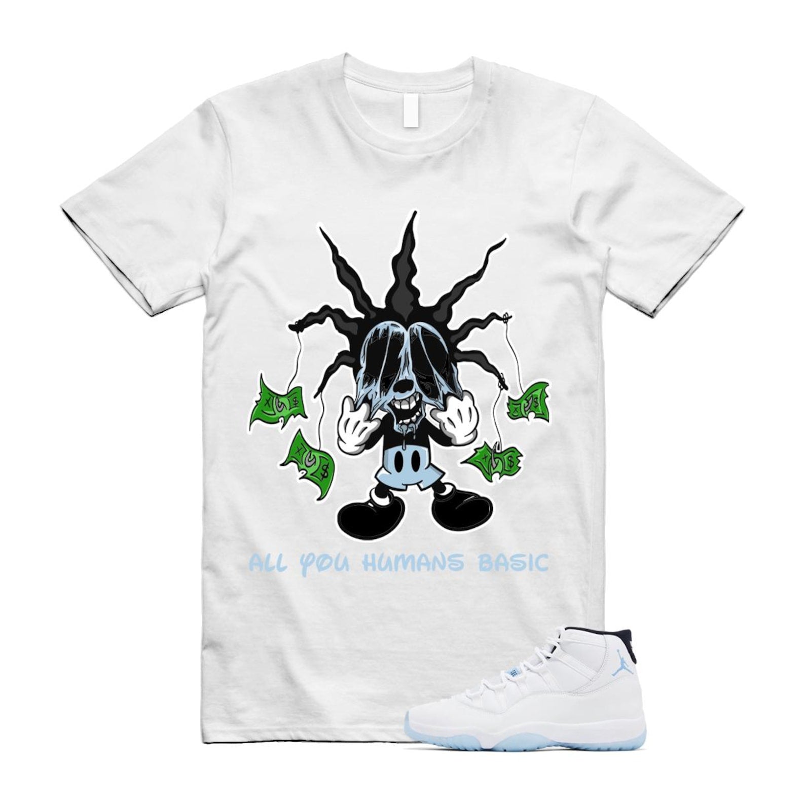 11 Legend Blue White Black 2024 T Shirt Match HOOK ,CT8012-104 T-Shirt, Sneaker Match Tee