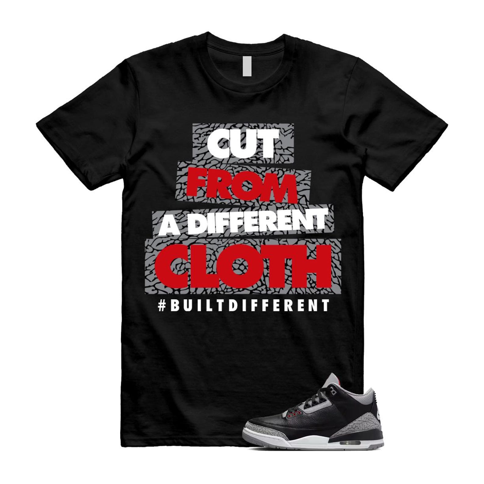 3 Black Cement Grey Fire Red Sail 2024 T Shirt Match CLOTH ,DN3707-010 T-Shirt, Sneaker Match Tee