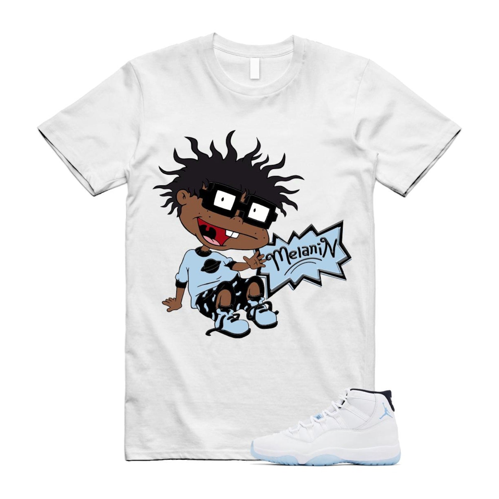 11 Legend Blue White Black 2024 T Shirt Match MELANIN ,CT8012-104 T-Shirt, Sneaker Match Tee