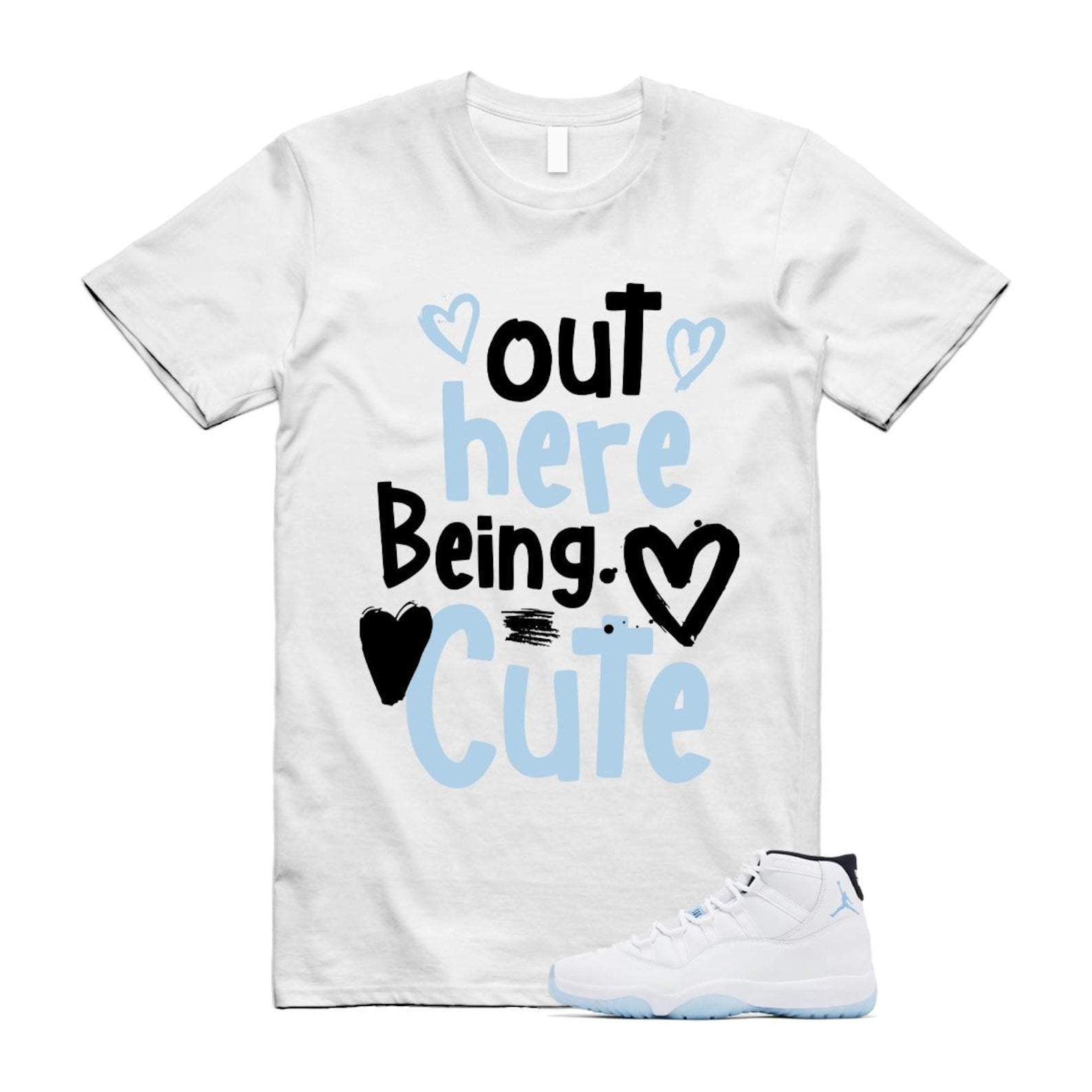 11 Legend Blue White Black 2024 T Shirt Match Out Here Being Cute ,CT8012-104 T-Shirt, Sneaker Match Tee