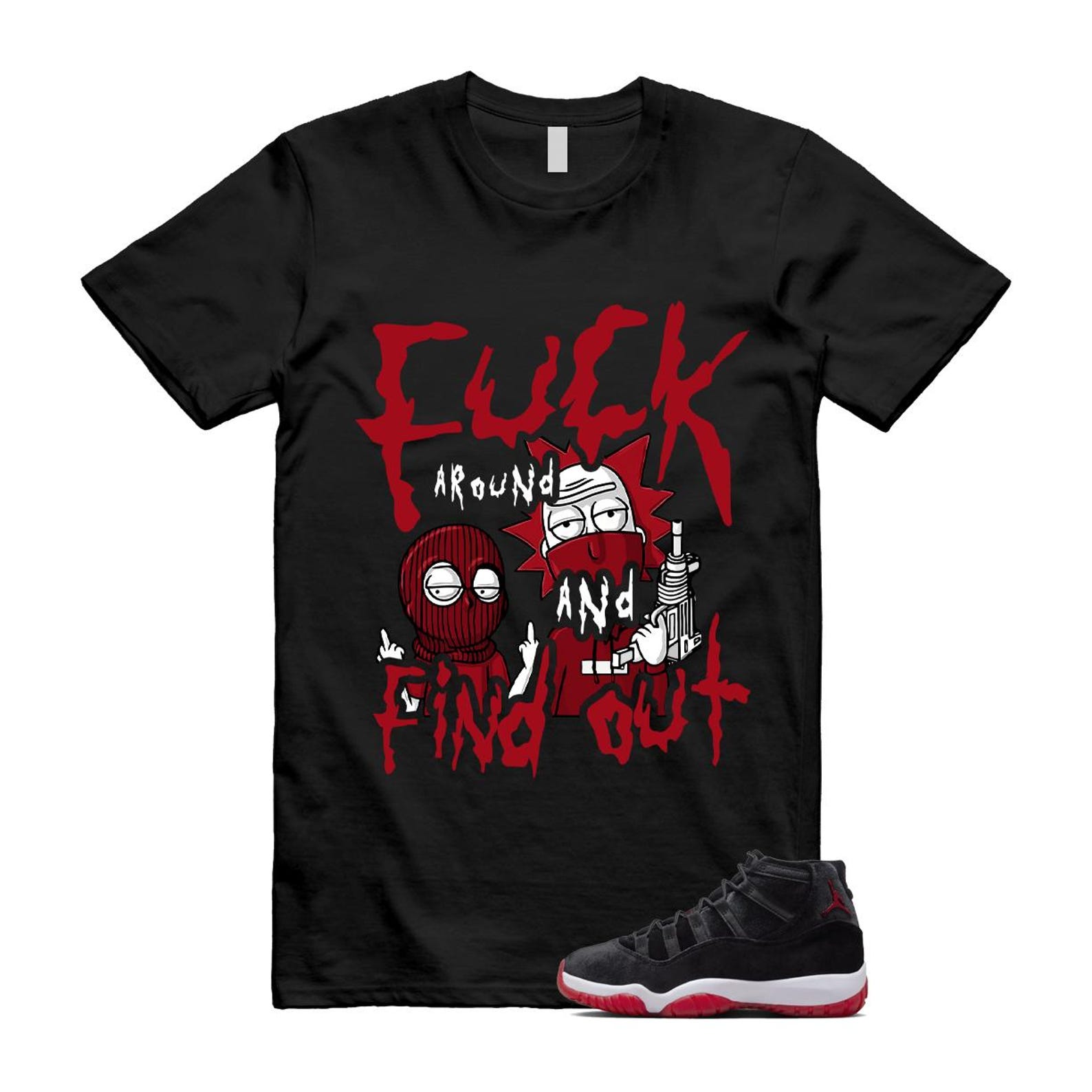 11 Bred Velvet Black Gym Red White T Shirt Match MORTY ,DB5457-061 T-Shirt, Sneaker Match Tee