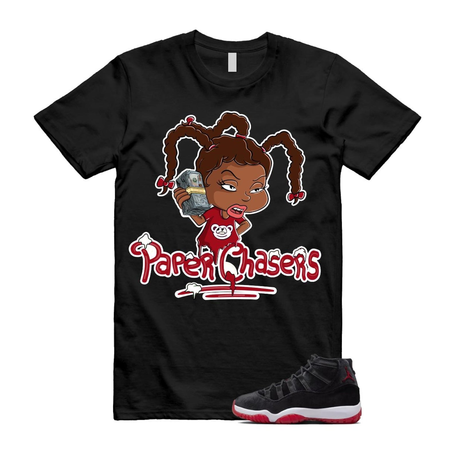 11 Bred Velvet Black Gym Red White T Shirt Match PC ,DB5457-061 T-Shirt, Sneaker Match Tee