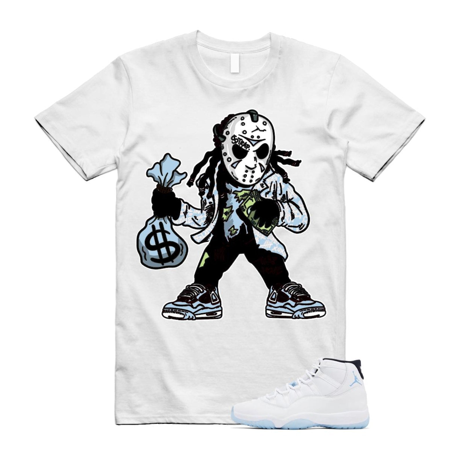 11 Legend Blue White Black 2024 T Shirt Match JASON ,CT8012-104 T-Shirt, Sneaker Match Tee