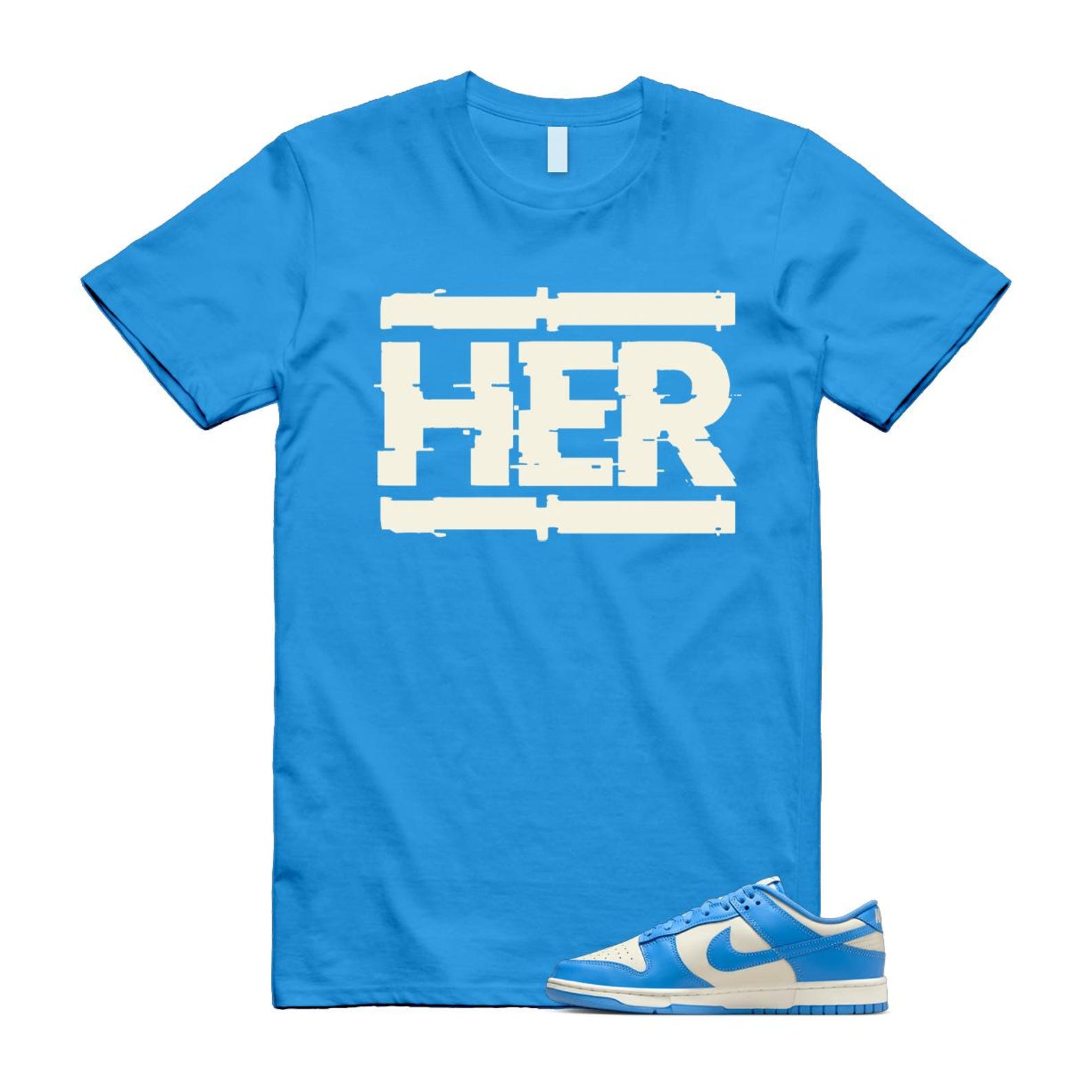 Dunk UNC 2024 University Blue Coconut Milk Low Retro T Shirt Match HER ,DV0833-113 T-Shirt, Sneaker Match Tee