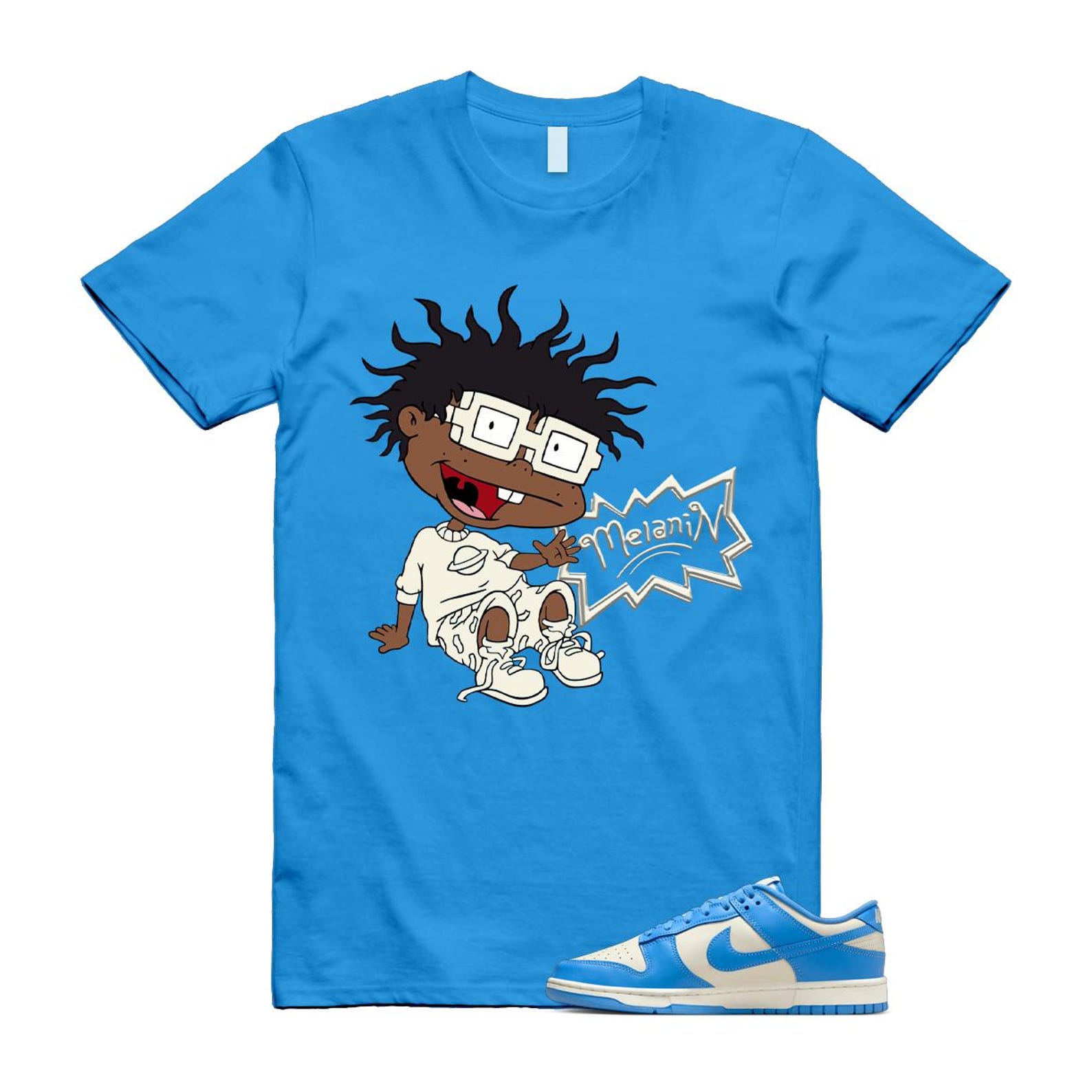 Dunk UNC 2024 University Blue Coconut Milk Low Retro T Shirt Match MELANIN ,DV0833-113 T-Shirt, Sneaker Match Tee