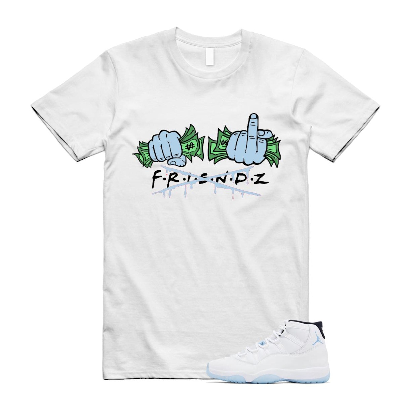 11 Legend Blue White Black 2024 T Shirt Match FRIENDZ ,CT8012-104 T-Shirt, Sneaker Match Tee