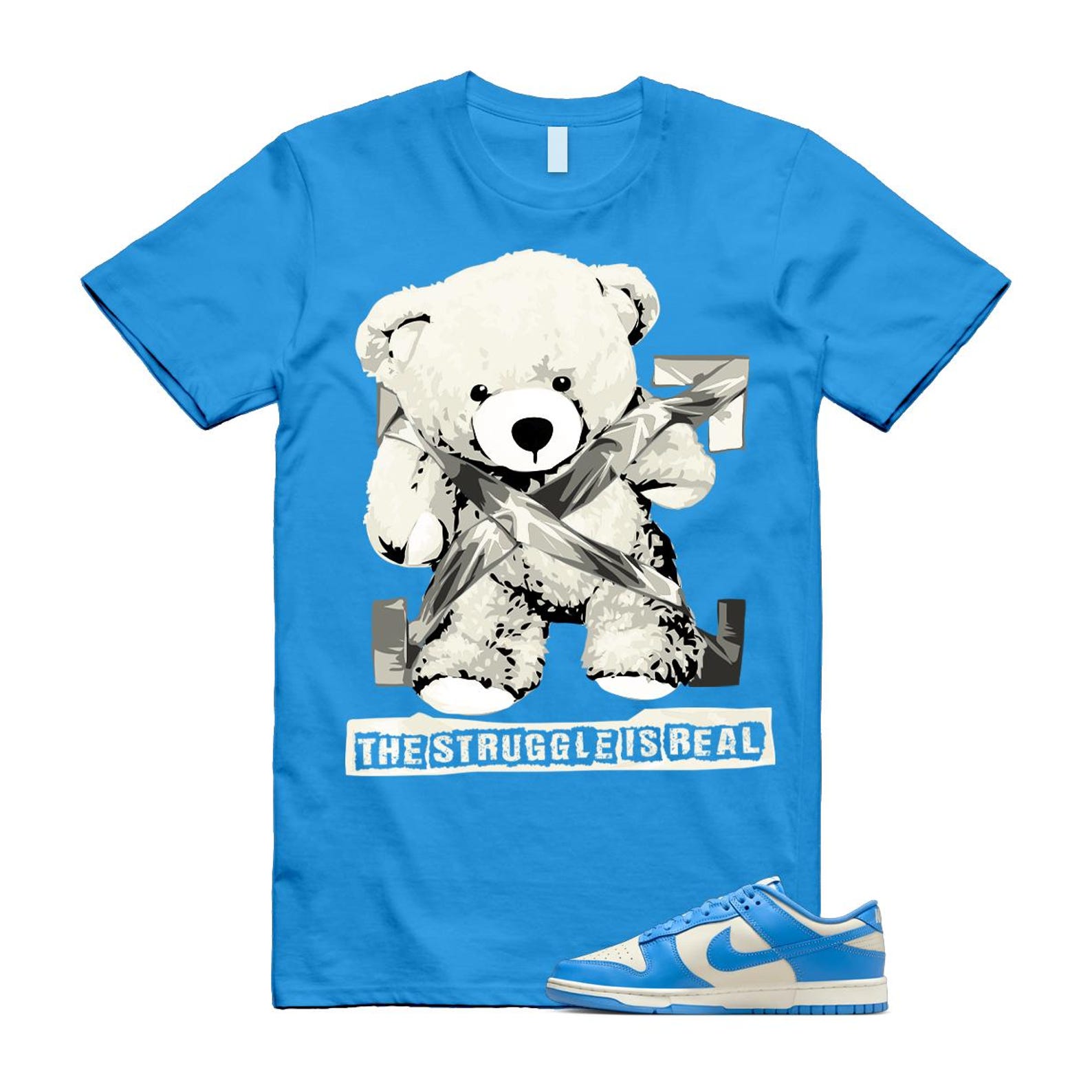 Dunk UNC 2024 University Blue Coconut Milk Low Retro T Shirt Match STRUG ,DV0833-113 T-Shirt, Sneaker Match Tee