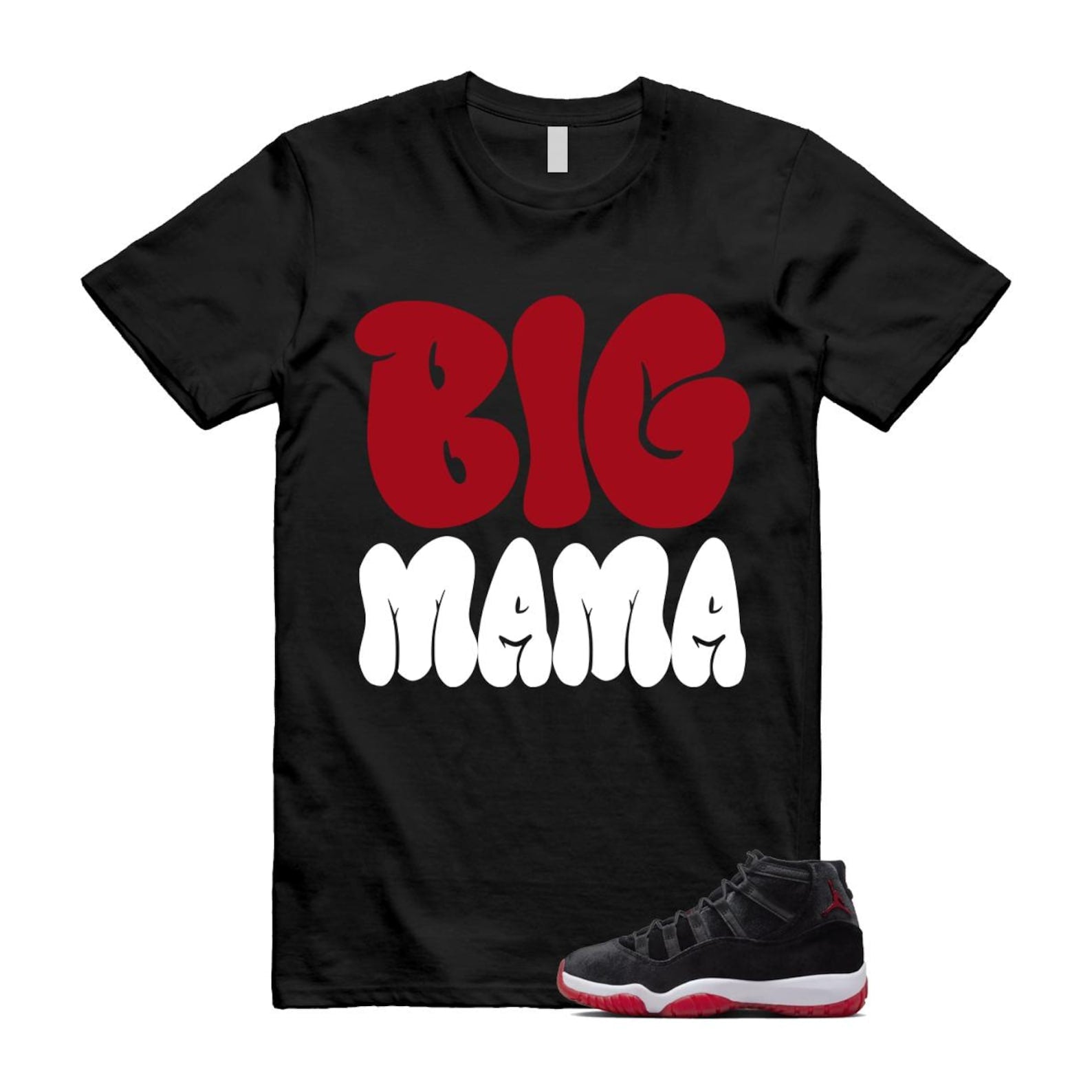 11 Bred Velvet Black Gym Red White T Shirt Match MAMA ,DB5457-061 T-Shirt, Sneaker Match Tee