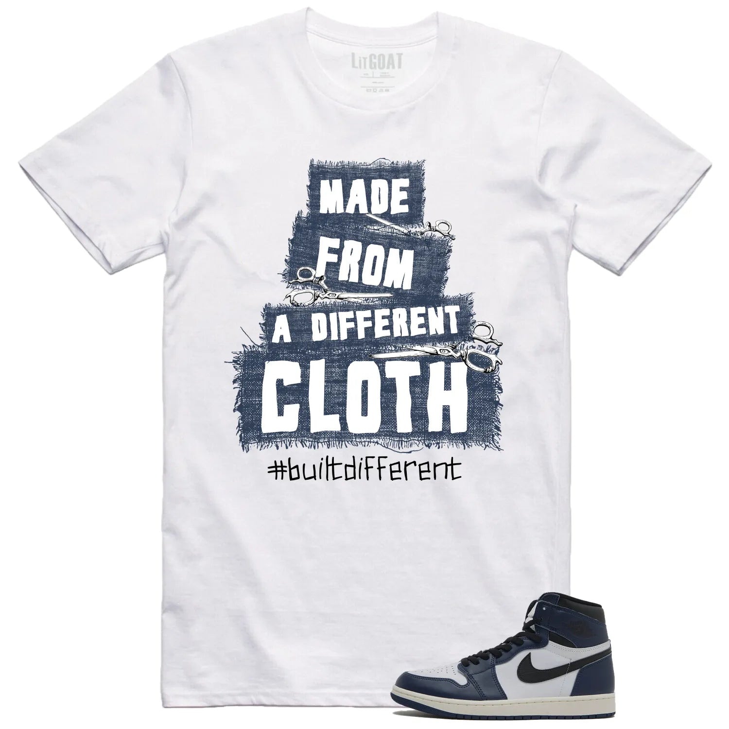 Jordan 1 High OG Midnight Navy Matching T-shirt Built Different DZ5485-401 T-Shirt, Sneaker Match Tee