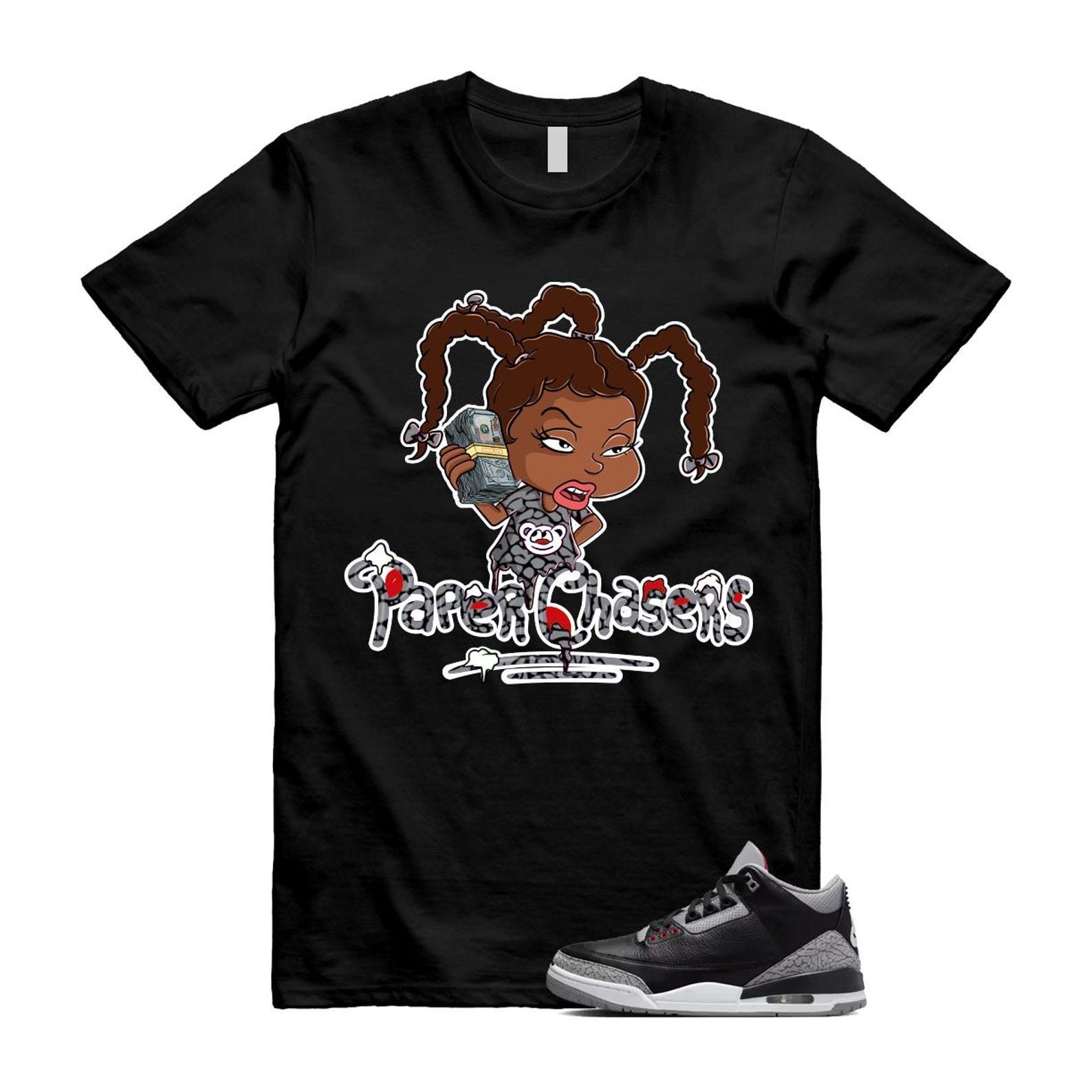 3 Black Cement Grey Fire Red Sail 2024 T Shirt Match PC ,DN3707-010 T-Shirt, Sneaker Match Tee