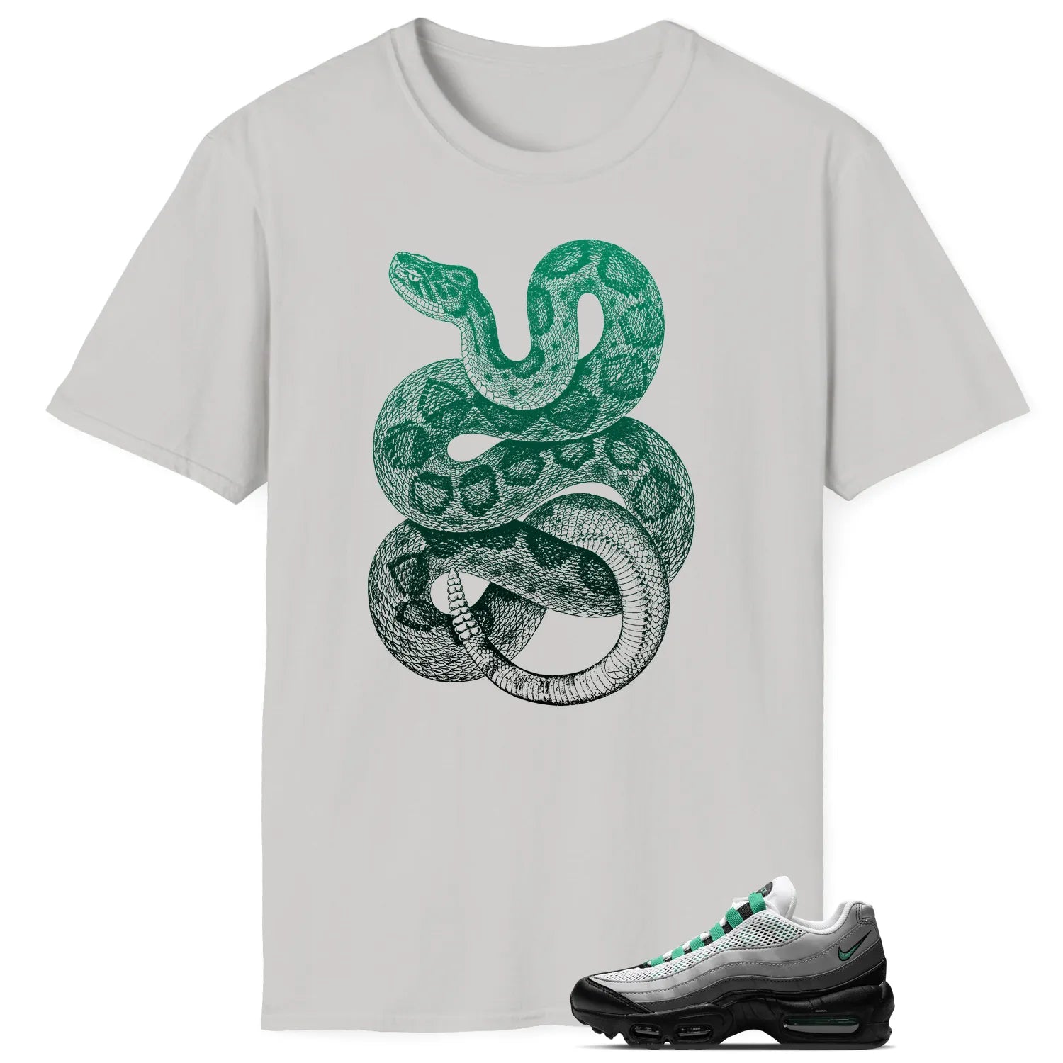 Python Snake Shirt for Air Max 95 Next Nature Stadium Green Sneaker DH8015-002 T-Shirt, Sneaker Match Tee