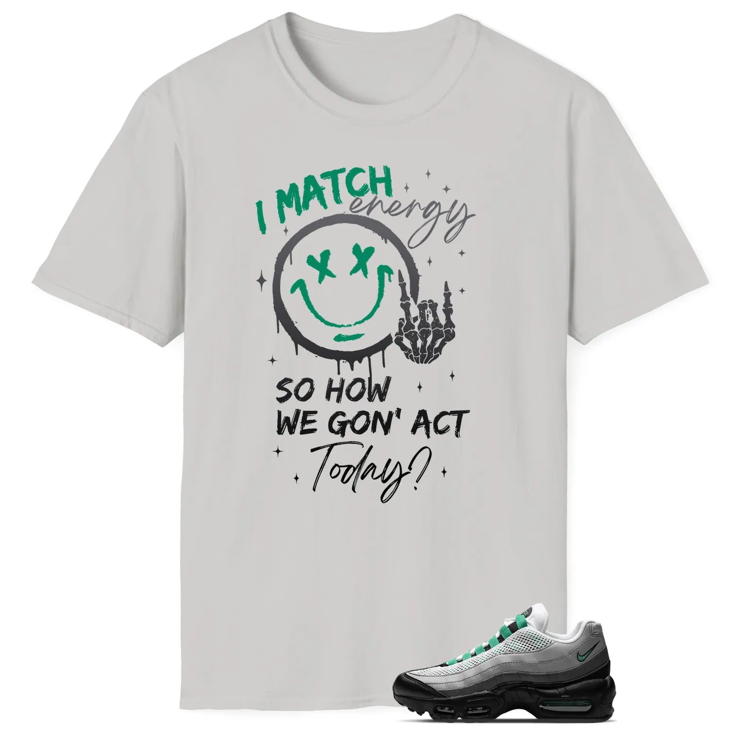 Air Max 95 Next Nature Stadium Green Matching Tee Shirt – Match Energy DH8015-002 T-Shirt, Sneaker Match Tee