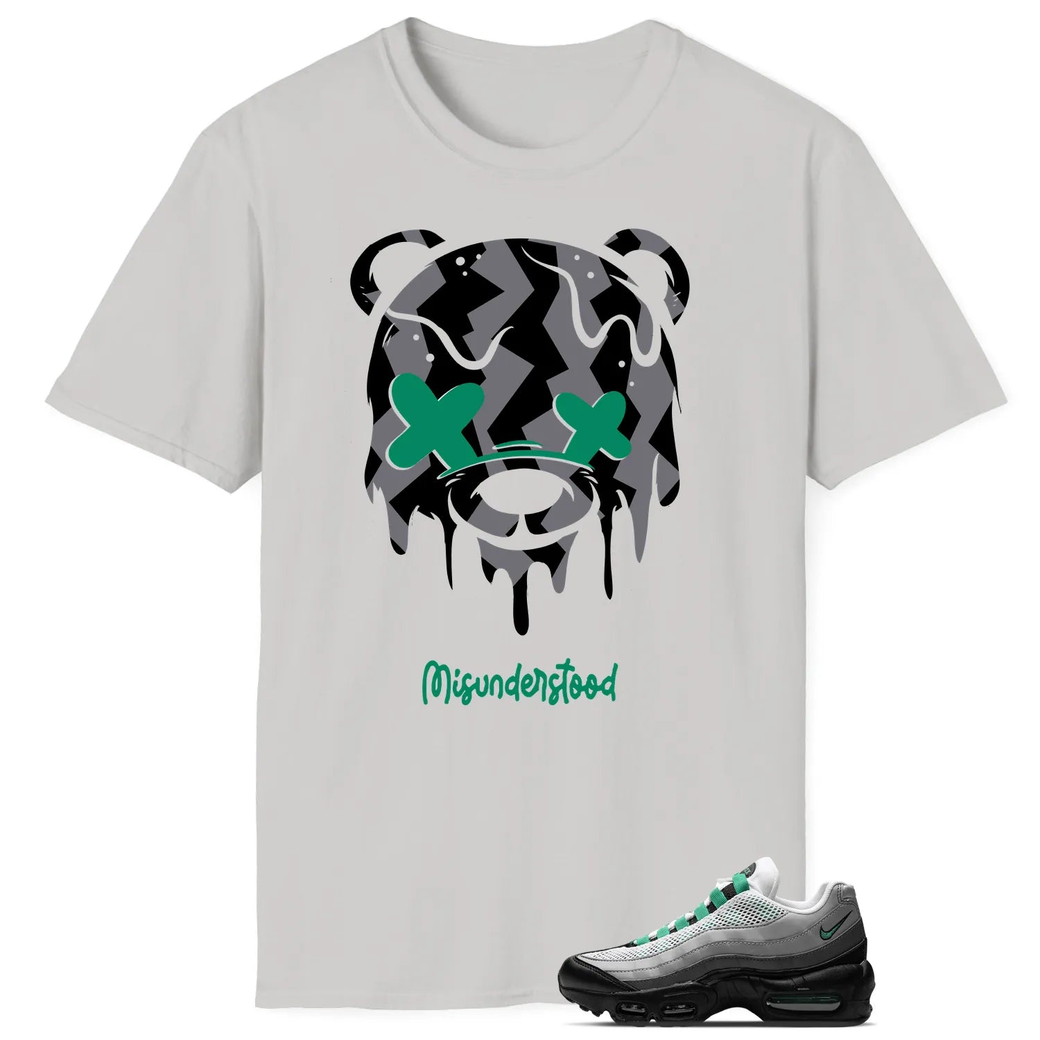 Air Max 95 Next Nature Stadium Green Matching Tee – Drippy Bear Graphic DH8015-002 T-Shirt, Sneaker Match Tee