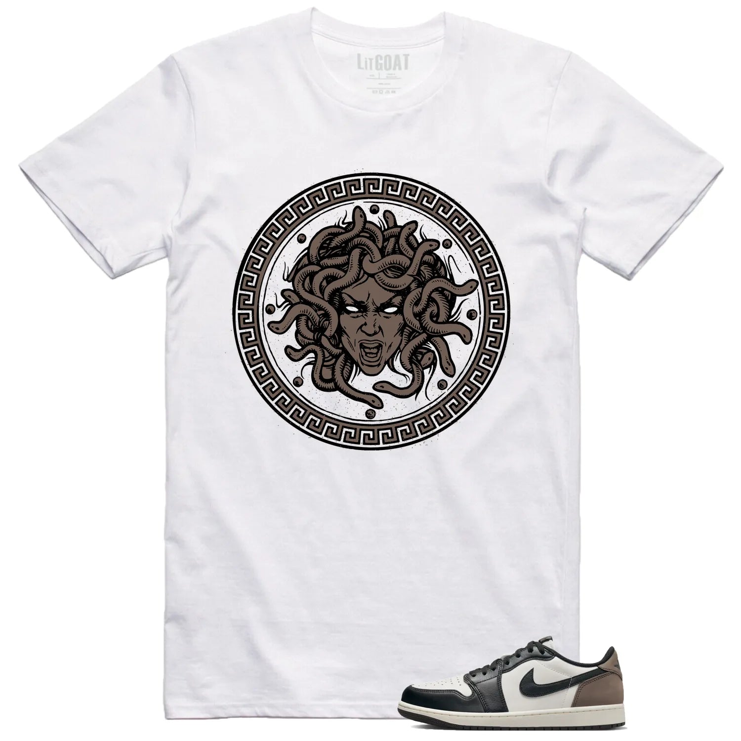Medusa Tee for Jordan 1 Retro Low OG Mocha Kicks CZ0790-102 T-Shirt, Sneaker Match Tee