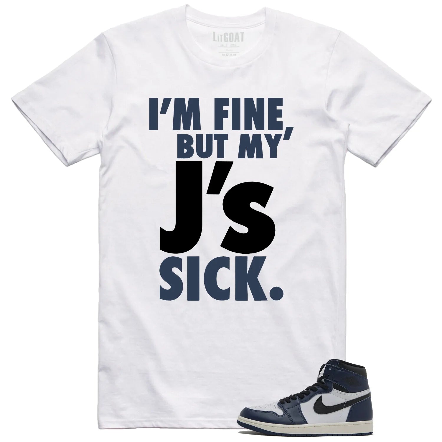 Jordan 1 High OG Midnight Navy Matching T-shirt Sick Js DZ5485-401 T-Shirt, Sneaker Match Tee