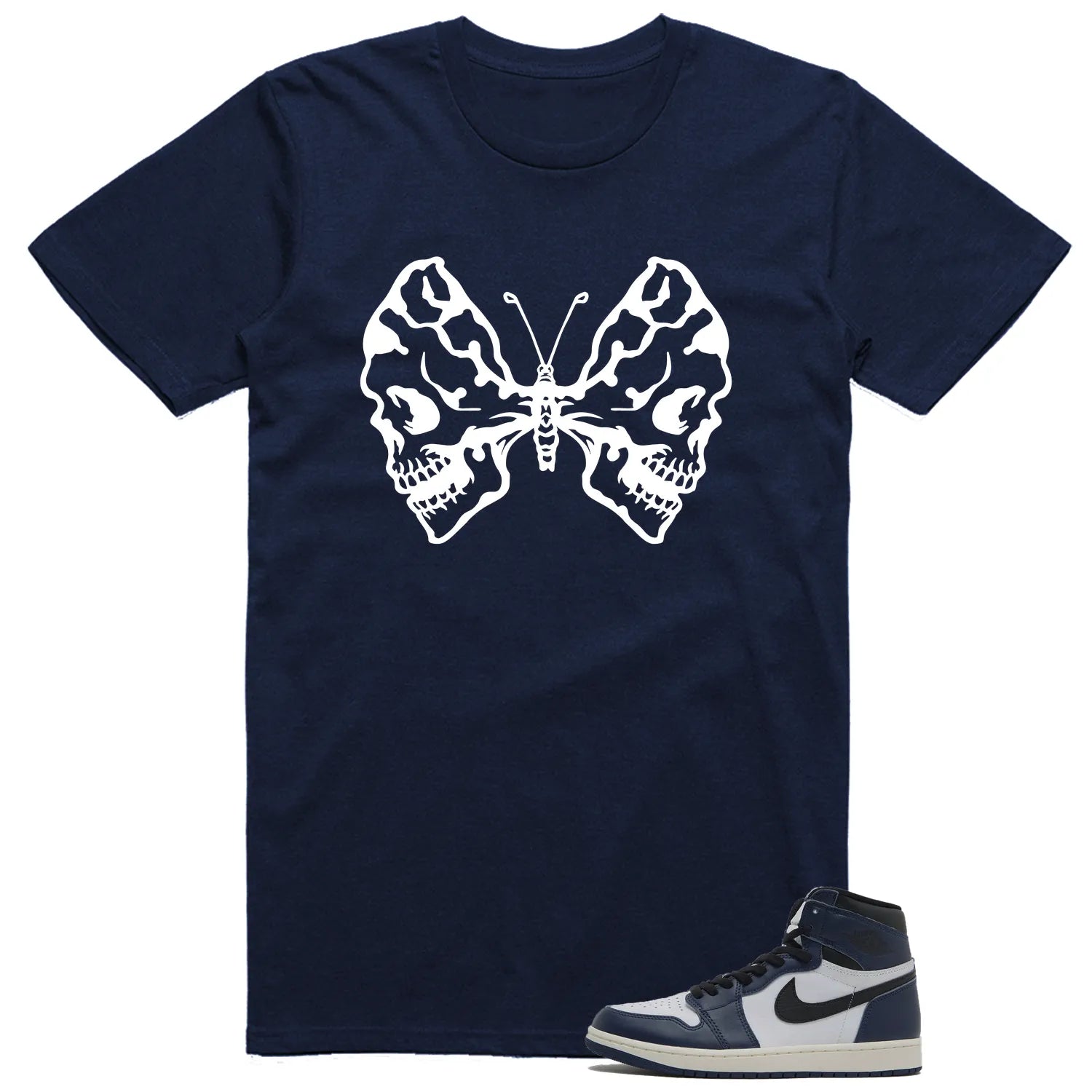 Air Jordan 1 High OG Midnight Navy Matching T-shirt Halloween Butterfly DZ5485-401 T-Shirt, Sneaker Match Tee