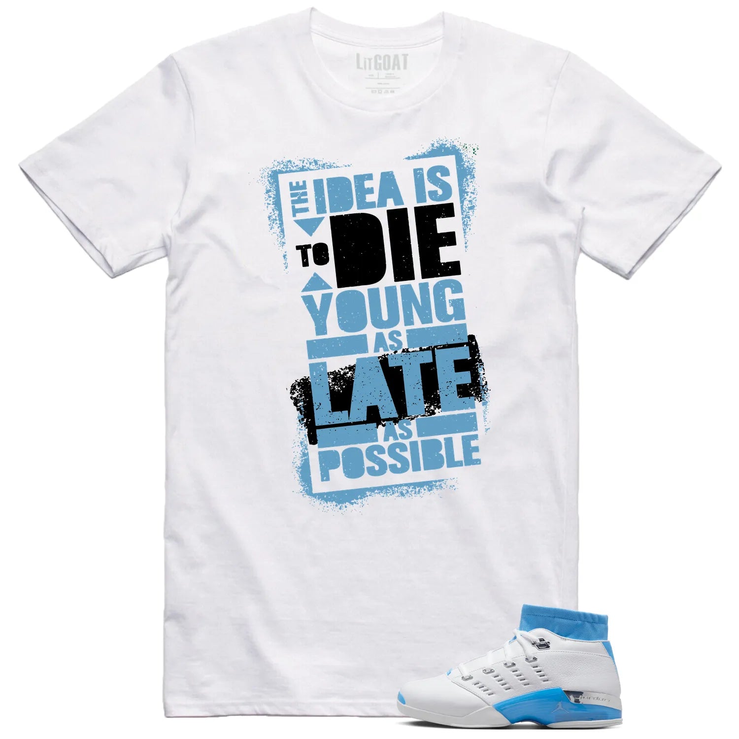 Jordan 17 Retro Low SP University Blue (2024) Matching T-shirt Die Young FJ0395-101 T-Shirt, Sneaker Match Tee