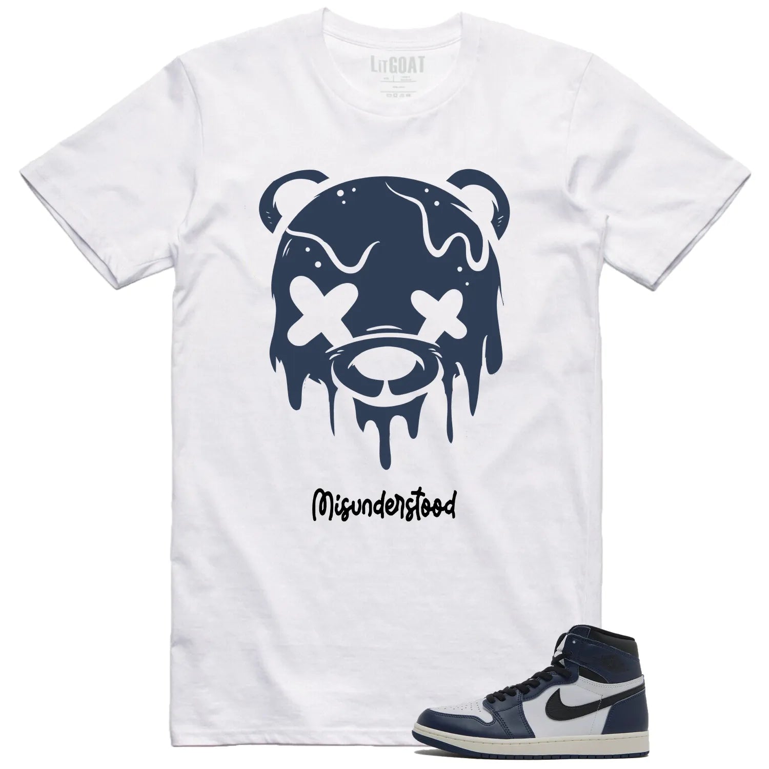 Jordan 1 High OG Midnight Navy Matching T-shirt Halloween Drippy Bear DZ5485-401 T-Shirt, Sneaker Match Tee