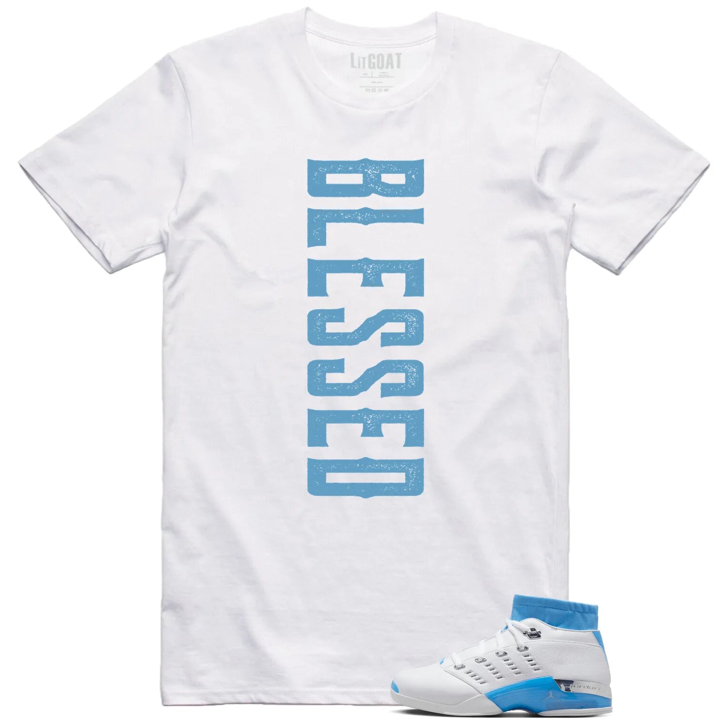 Jordan 17 Retro Low SP University Blue (2024) Matching T-shirt Blessed FJ0395-101 T-Shirt, Sneaker Match Tee