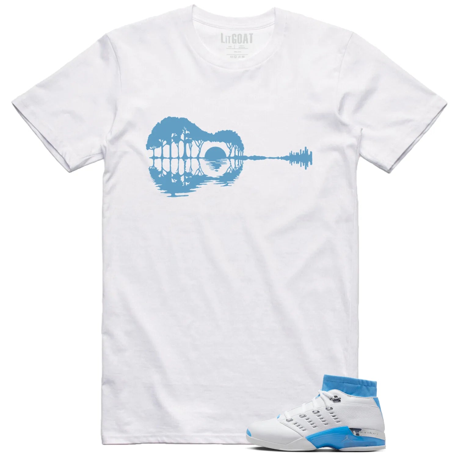 Jordan 17 Retro Low SP University Blue (2024) Matching T-shirt Guitar FJ0395-101 T-Shirt, Sneaker Match Tee