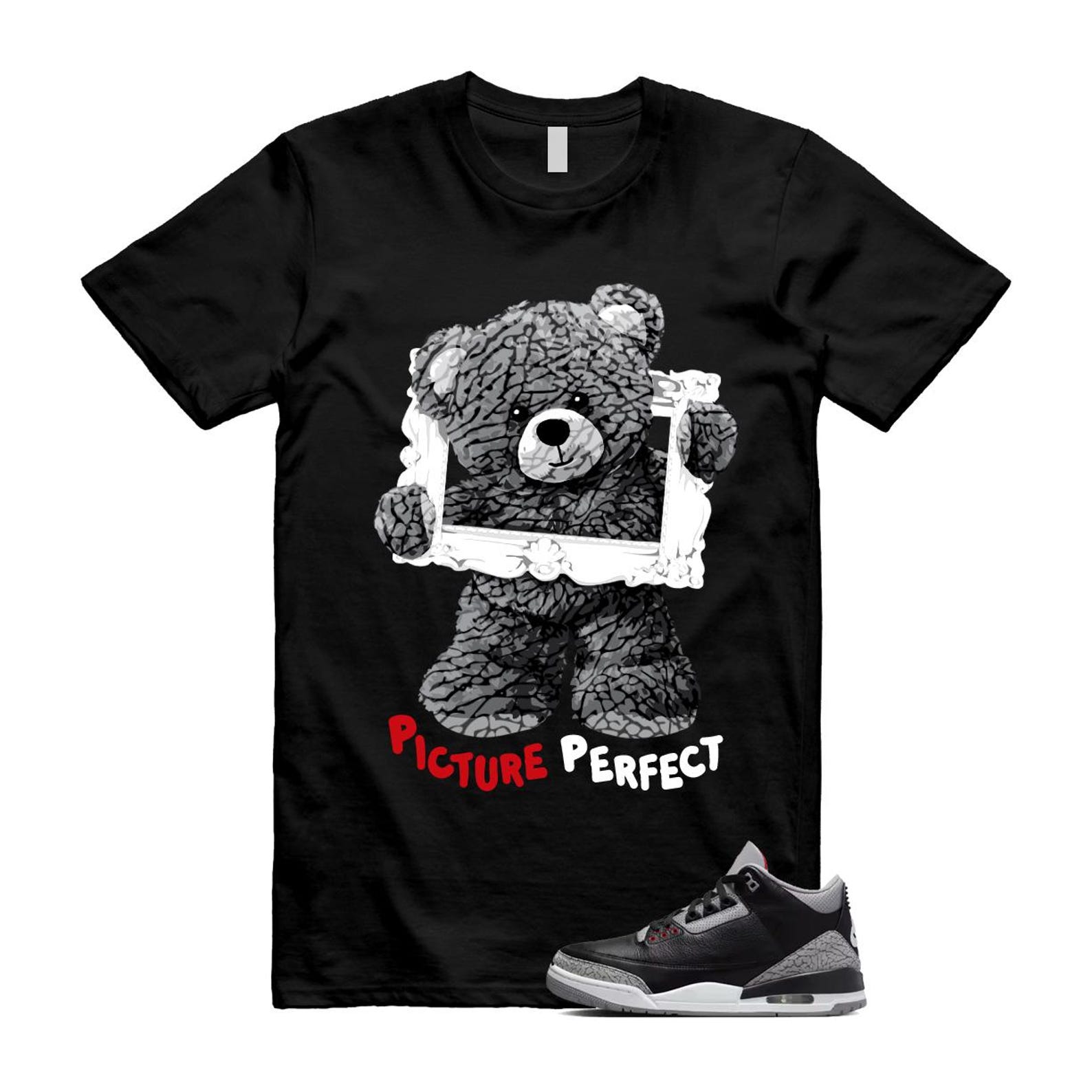 3 Black Cement Grey Fire Red Sail 2024 T Shirt Match PIC ,DN3707-010 T-Shirt, Sneaker Match Tee