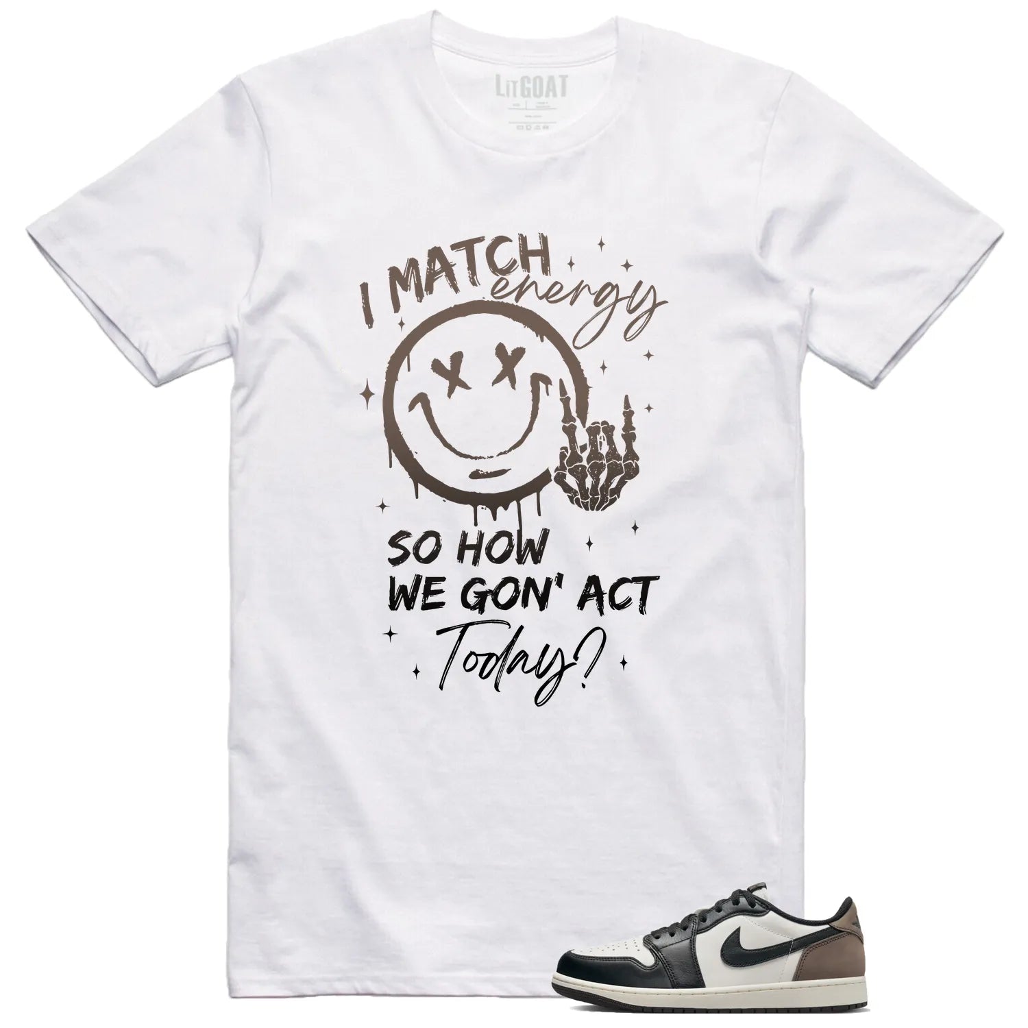 Jordan 1 Retro Low OG Mocha Matching Tee Shirt – Match Energy CZ0790-102 T-Shirt, Sneaker Match Tee