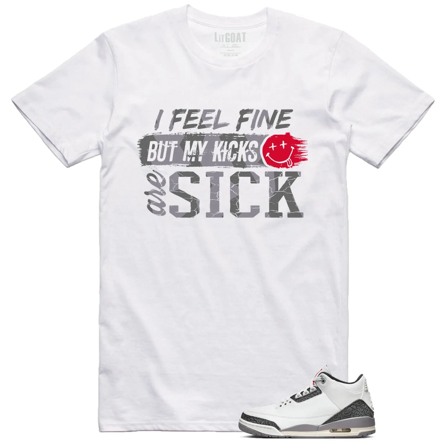 Air Jordan 3 Retro "Cement Grey" Matching T-shirt Sick Kicks CT8532-106 T-Shirt, Sneaker Match Tee