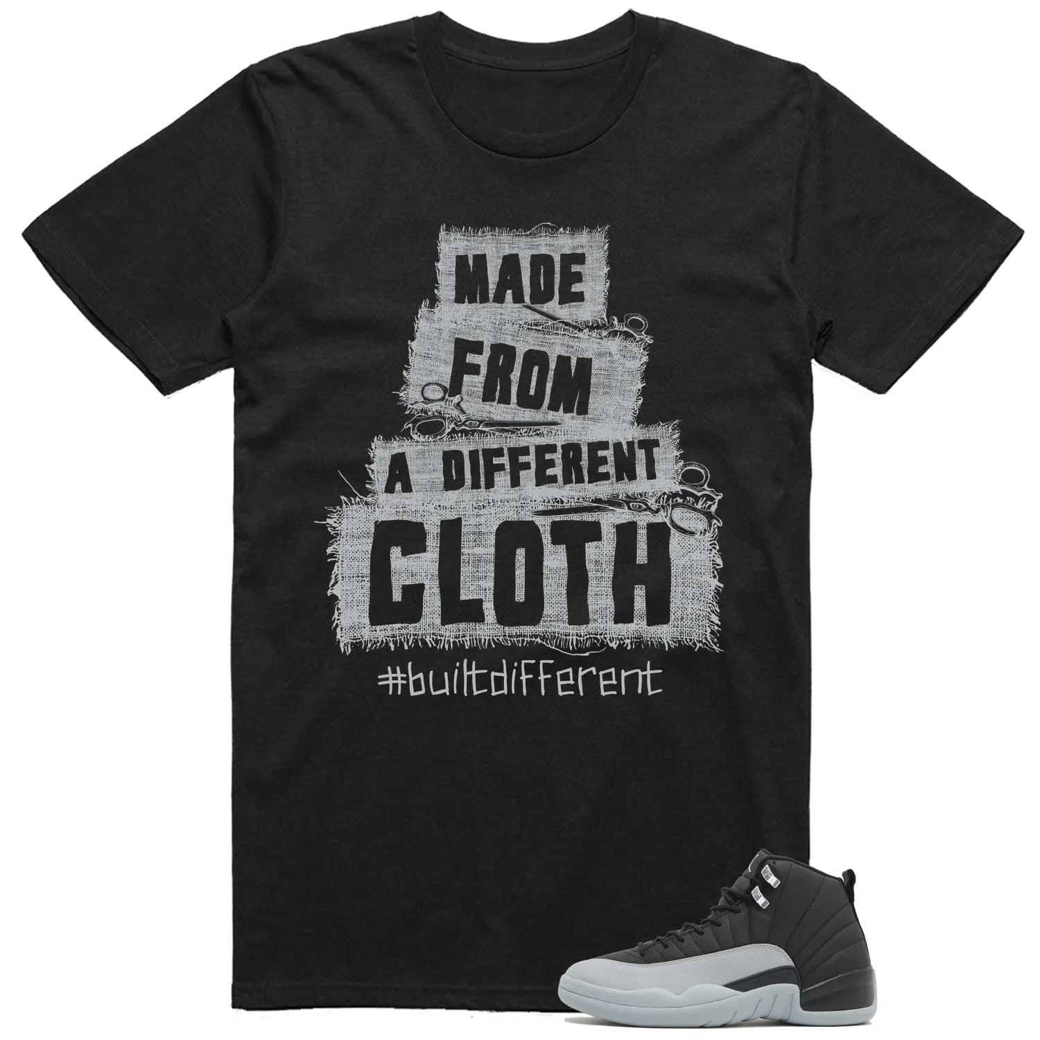 Built Different Tee for Jordan 12 Retro Barons Black/Wolf Grey-White CT8013-010 T-Shirt, Sneaker Match Tee