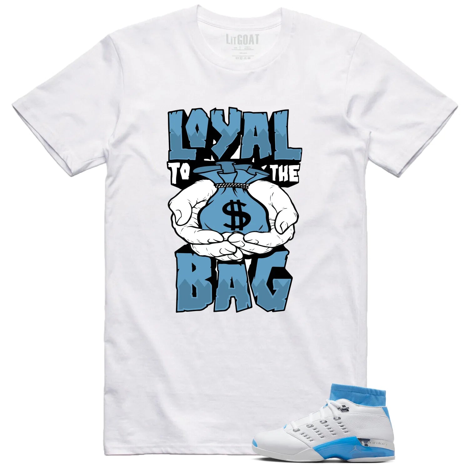 Jordan 17 Retro Low SP University Blue (2024) Matching T-shirt Money Loyalty FJ0395-101 T-Shirt, Sneaker Match Tee