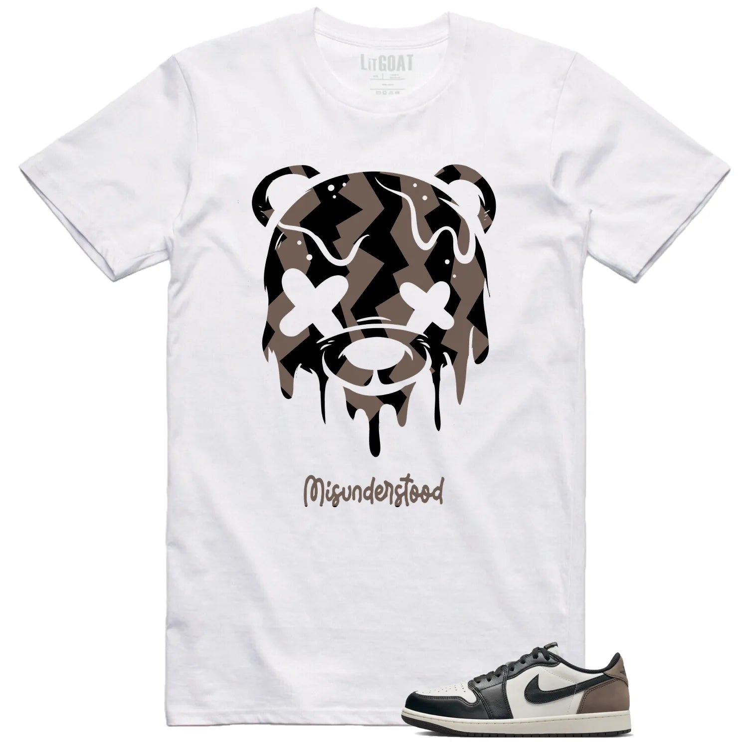 Jordan 1 Retro Low OG Mocha Matching Tee – Drippy Bear Graphic CZ0790-102 T-Shirt, Sneaker Match Tee