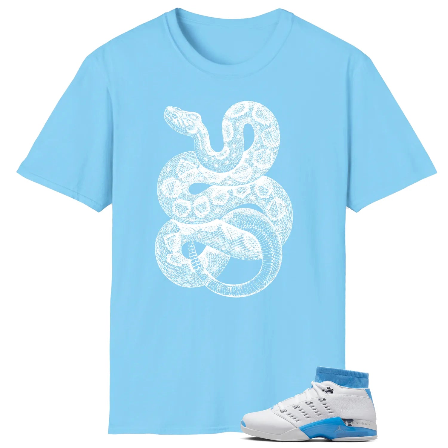 Air Jordan 17 Retro Low SP University Blue (2024) Matching T-shirt Python-Snake FJ0395-101 T-Shirt, Sneaker Match Tee