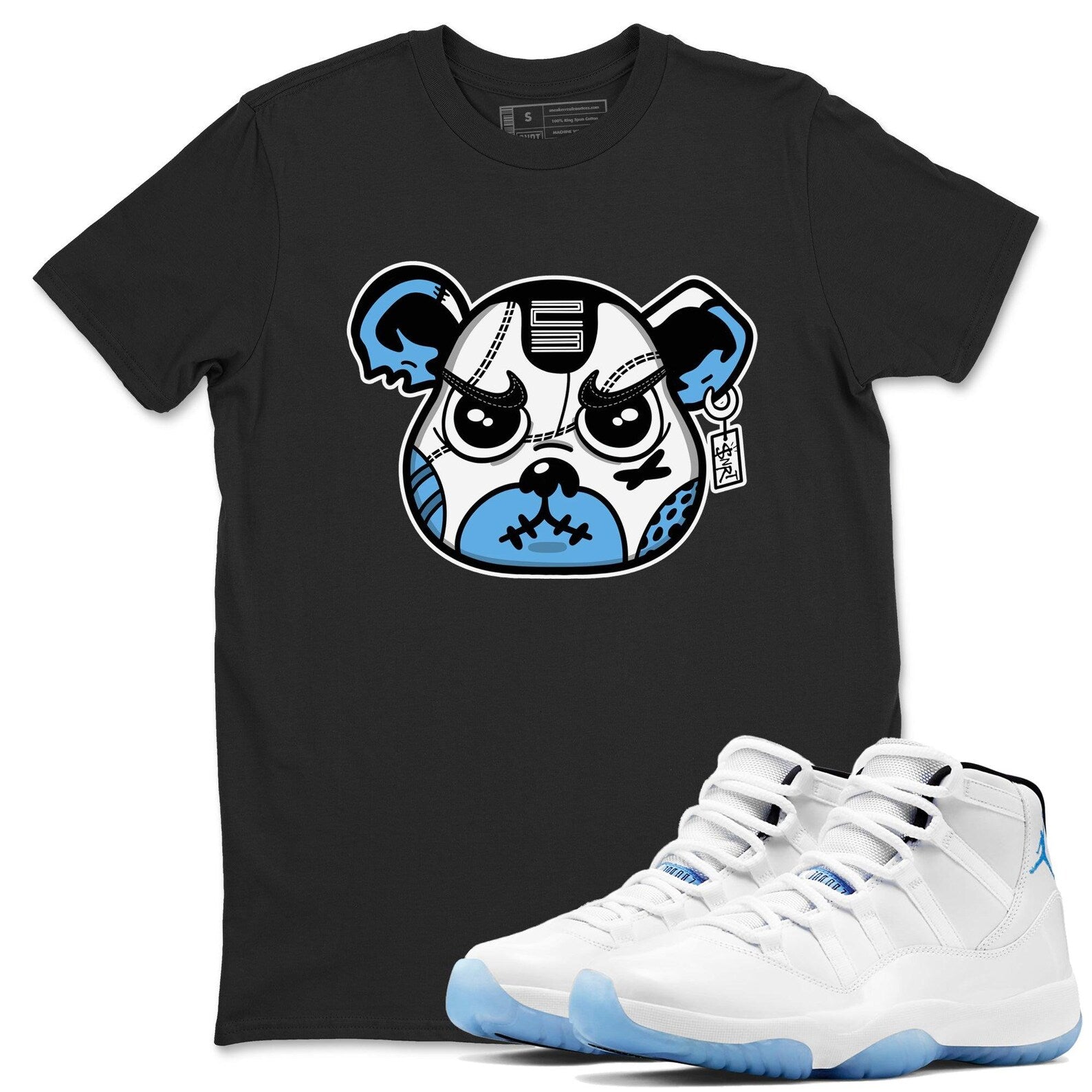 Sneaker Bear Face Graphic T-Shirt to wear with jordans 11s Retro Legend Blue, CT8012-104 T-Shirt, Sneaker Match Tee