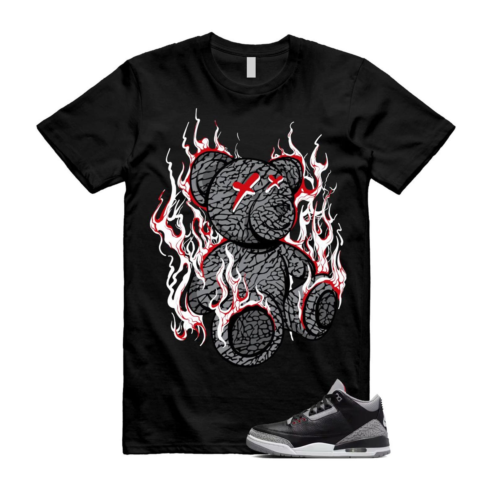 3 Black Cement Grey Fire Red Sail 2024 T Shirt Match LIT ,DN3707-010 T-Shirt, Sneaker Match Tee