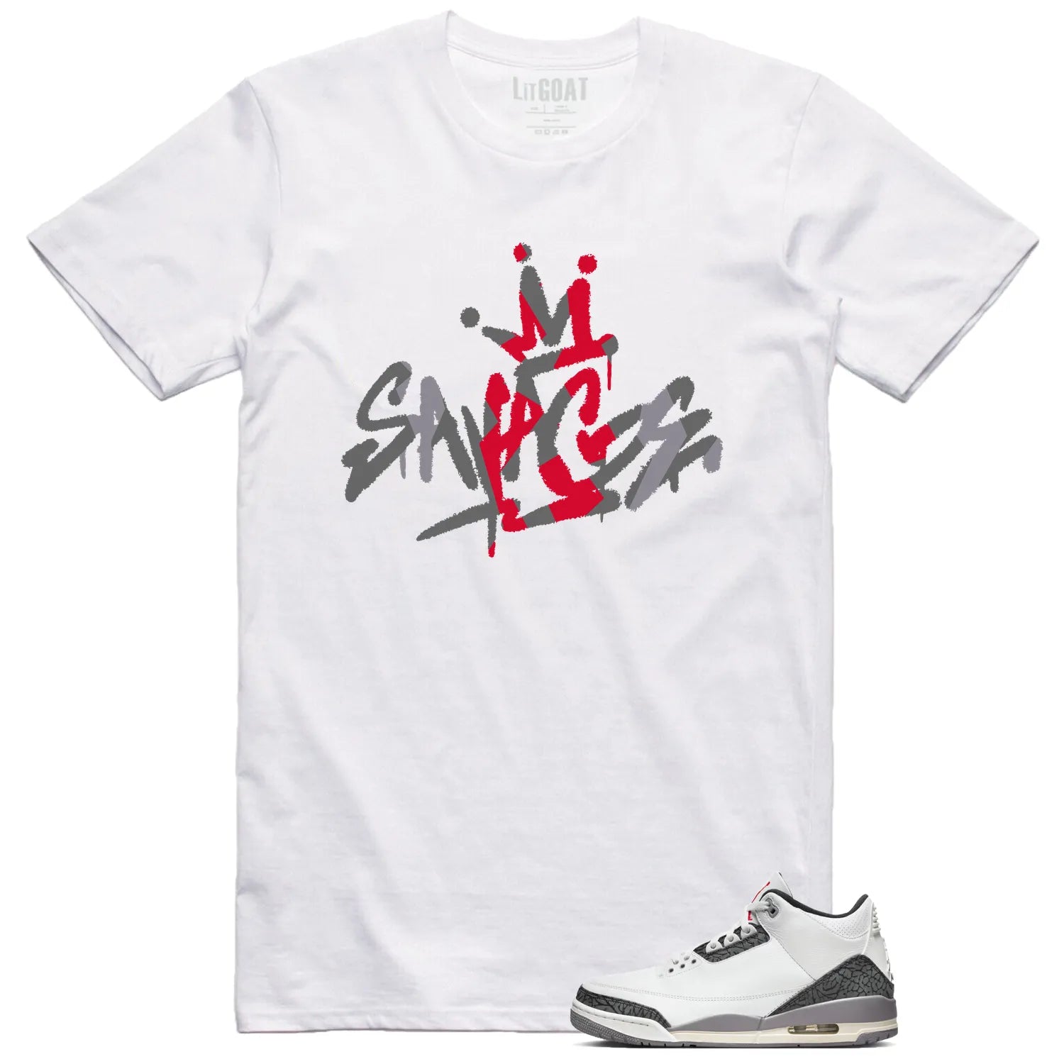 Air Jordan 3 Retro "Cement Grey" Matching T-shirt Savage CT8532-106 T-Shirt, Sneaker Match Tee