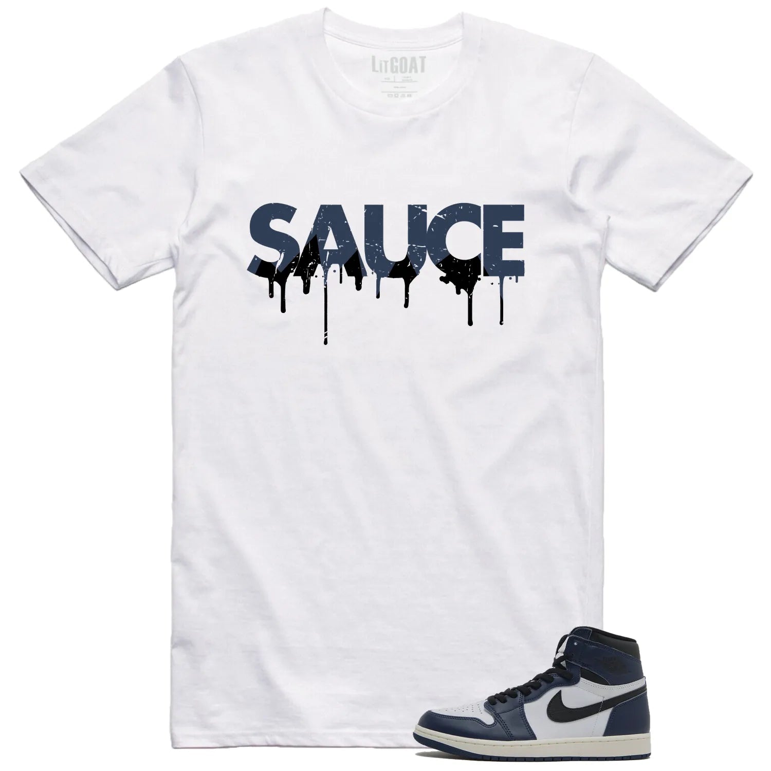 Jordan 1 High OG Midnight Navy Matching T-shirt Sauce DZ5485-401 T-Shirt, Sneaker Match Tee